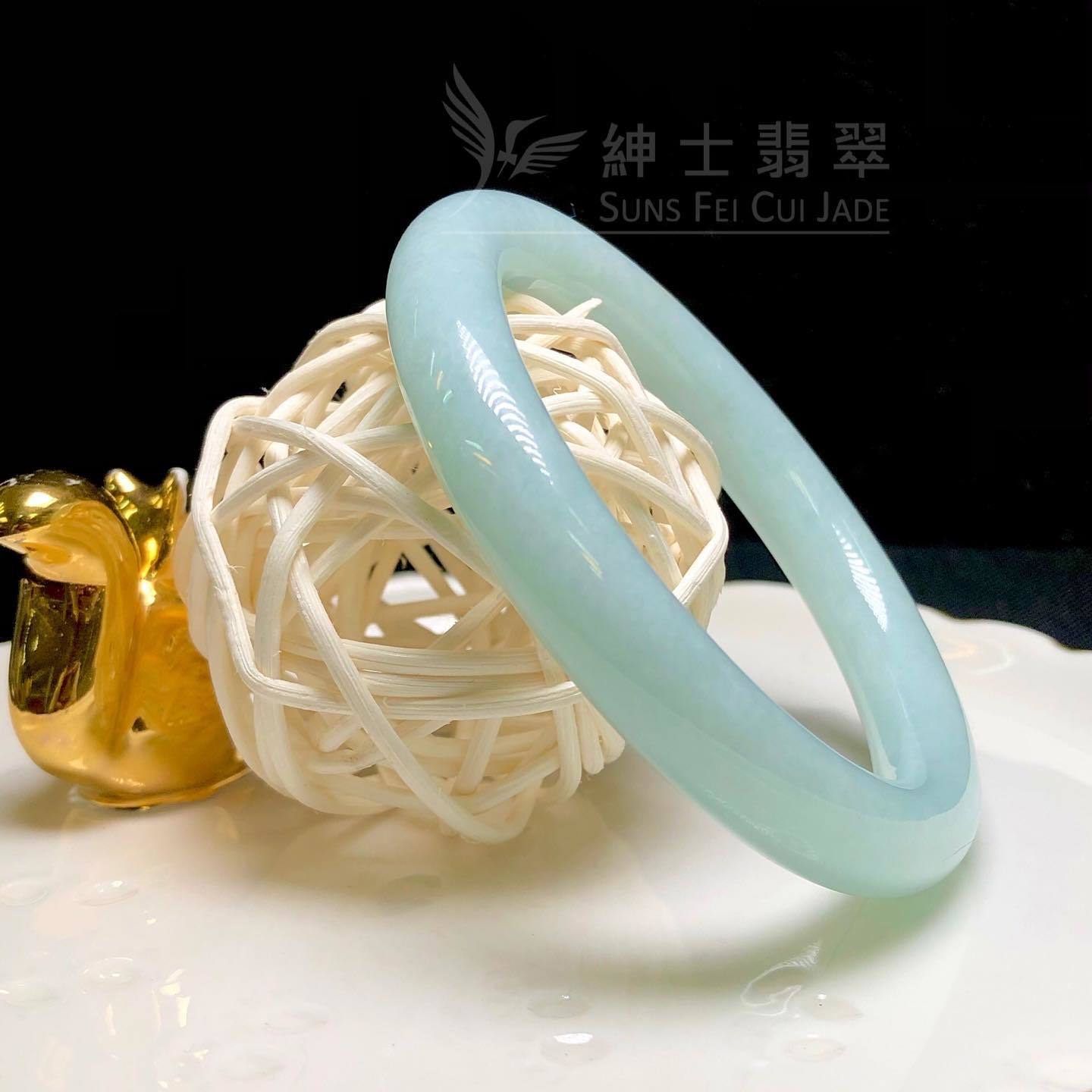 滿色蘋果綠翡翠圓鐲54.3mm