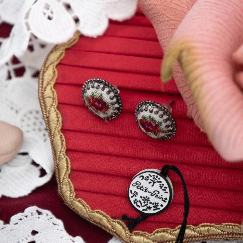 C.a. 1970s Austrian Needlepoint New Old Stock - Dainty Stud earrings(MT1977)