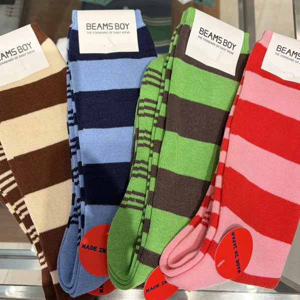Beams Boy 日本製間條襪三隻裝 23-25cm