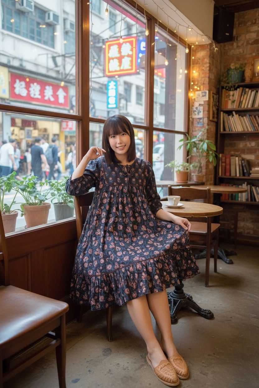 Black color block print short OP #1478