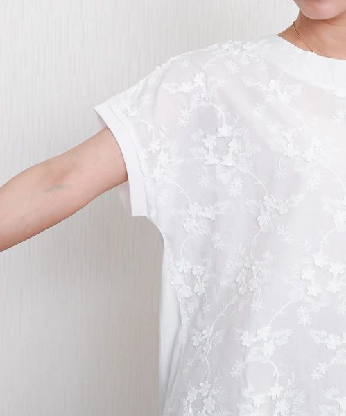 精緻花卉刺繡短袖上衣