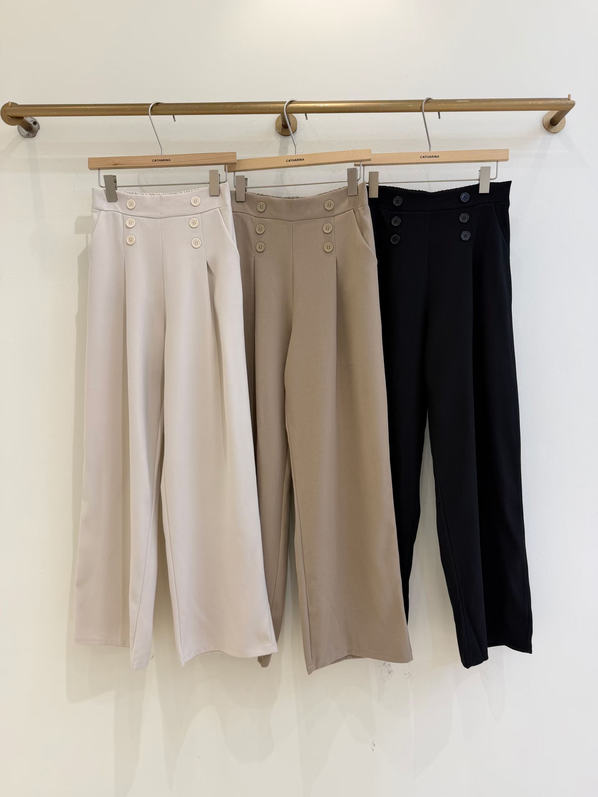 CT18 幹練雙排扣高腰寬褲