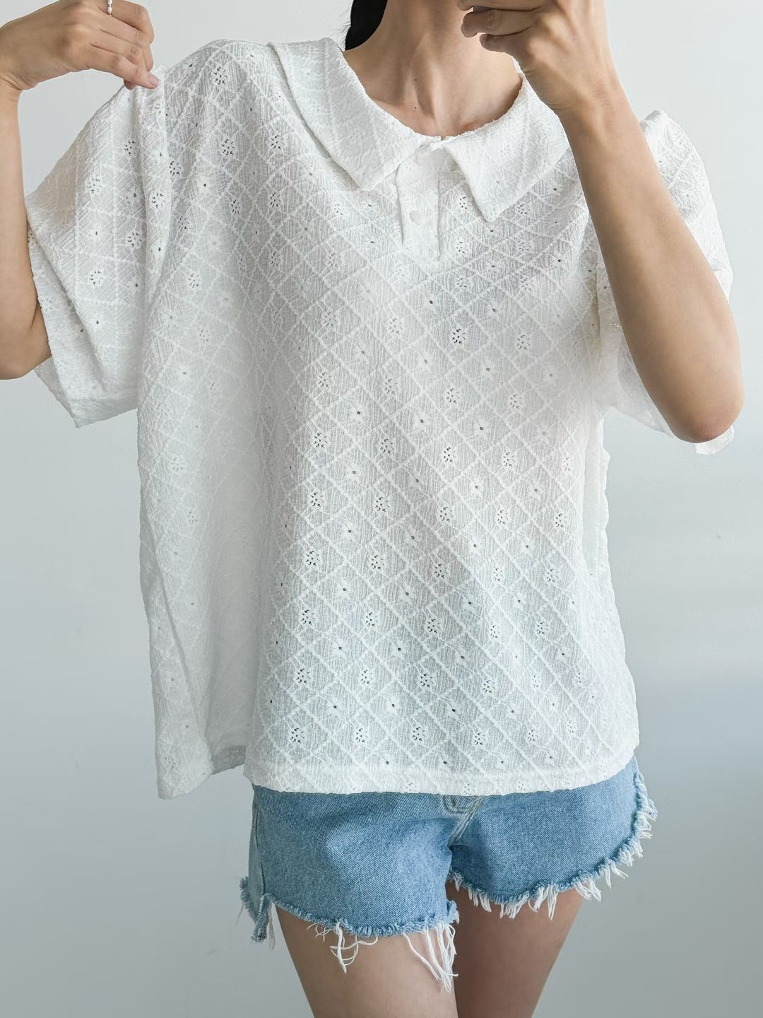 221429 Lace反領Top