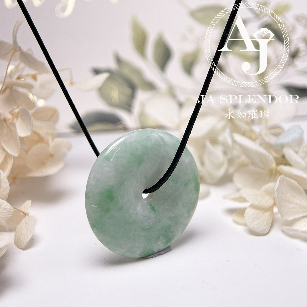 JN-3144 天然翡翠A玉 白底青大平安扣