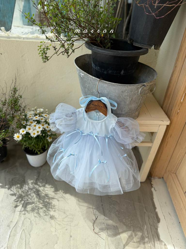 ☀️預訂 韓國直送☀️🇰🇷Marron兩色絲帶薄紗泡泡袖包屁裙