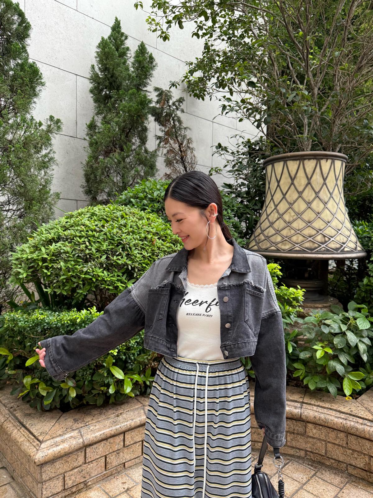 F04 夏日拼色洗水牛仔褸