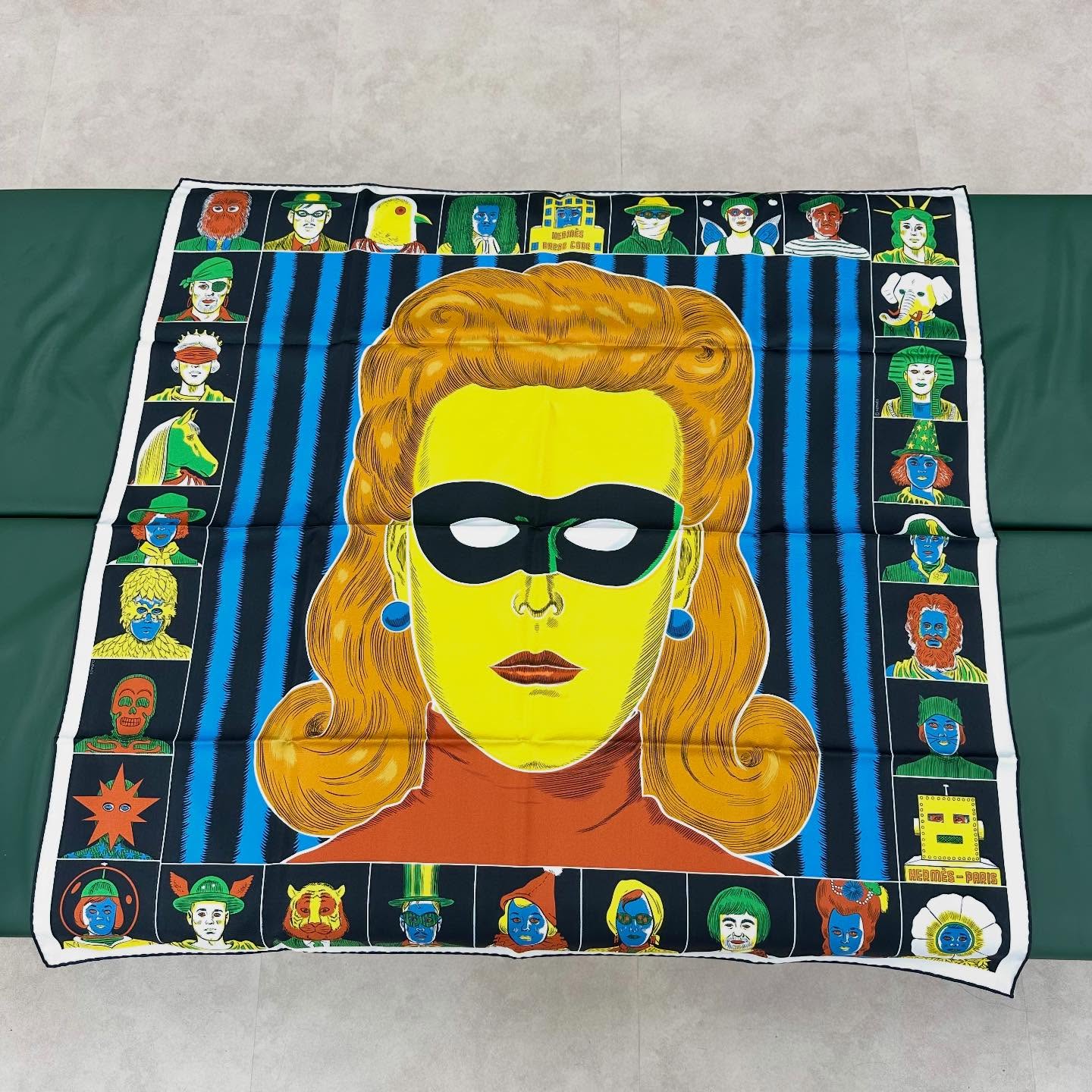 HERMES 未使用品🌈 Dress Code 100% 全絲質手工圍巾90cm💕