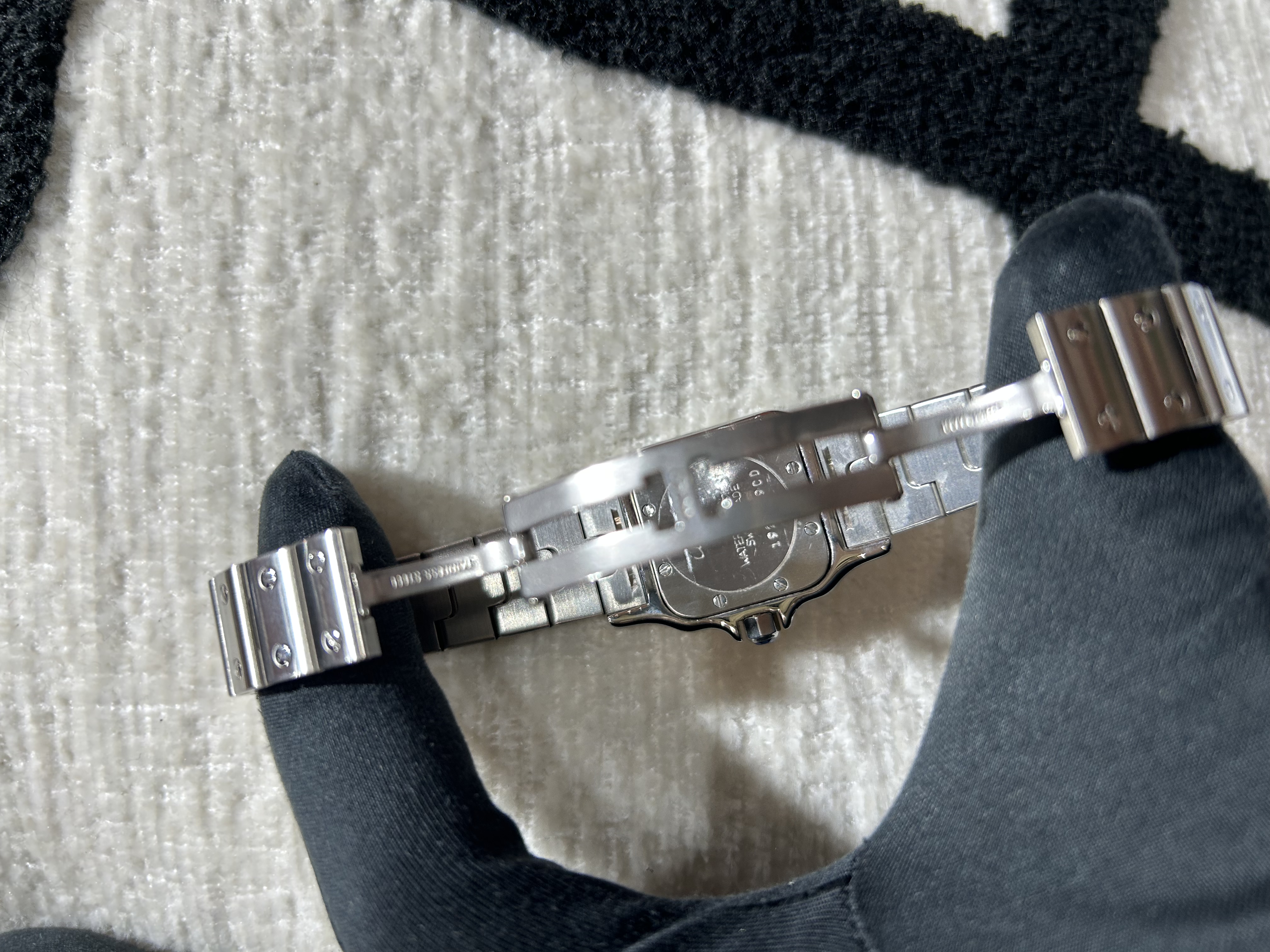 Cartier Steel Curved Santos De Watch 100%Authentic, 98%New ✅23換電收據