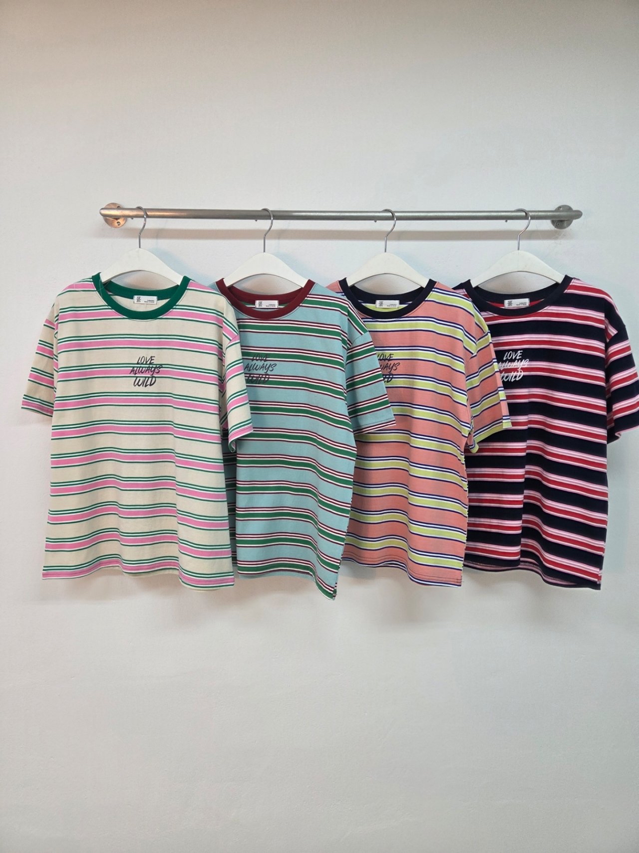 🇰🇷K5580 棉料彩間X刺繡字tee