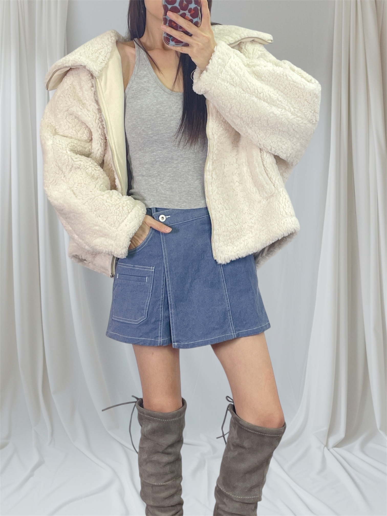 K5535 鬆身款羊羔毛褸