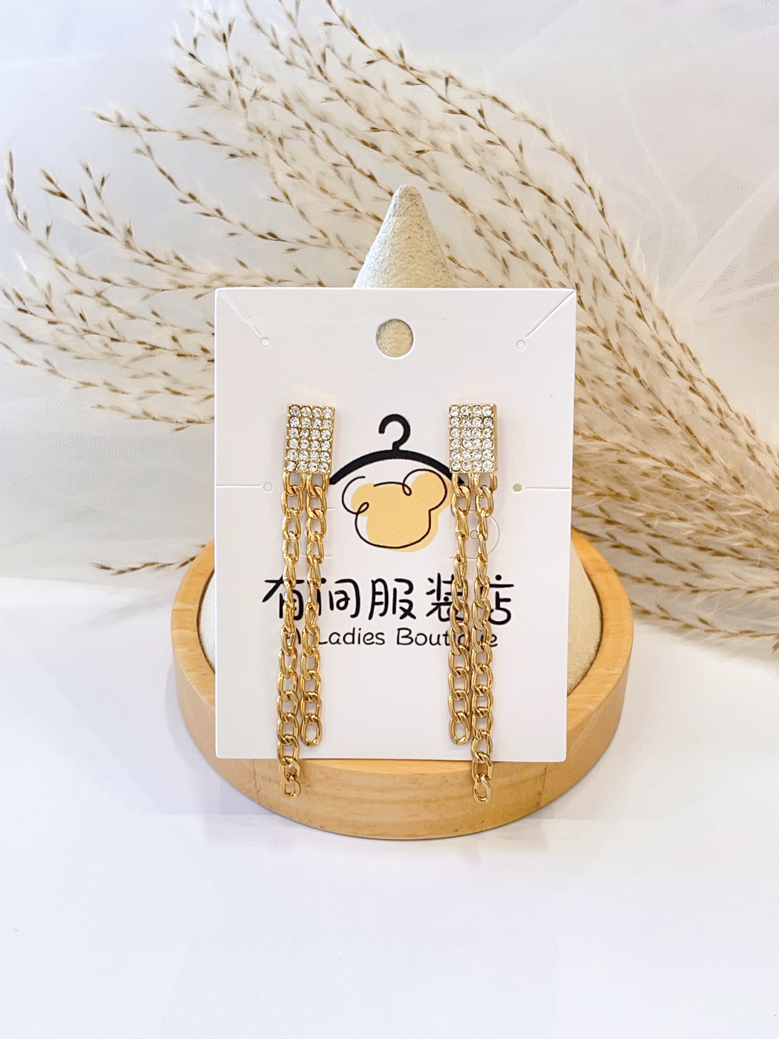 Dinner必入!高级感镶钻环流苏耳环