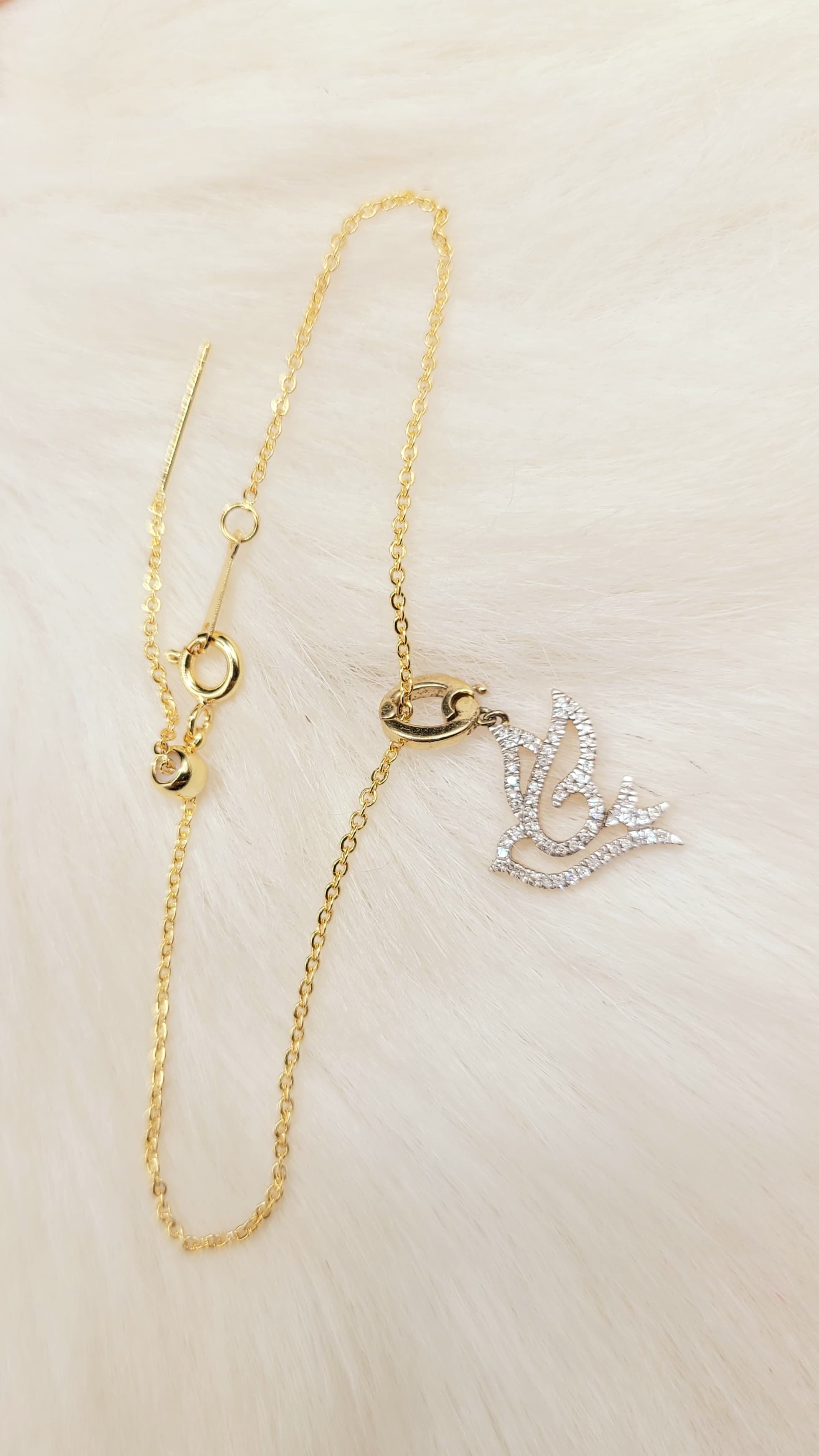 Ella Stein 鑽石白鴿純銀包金手鍊