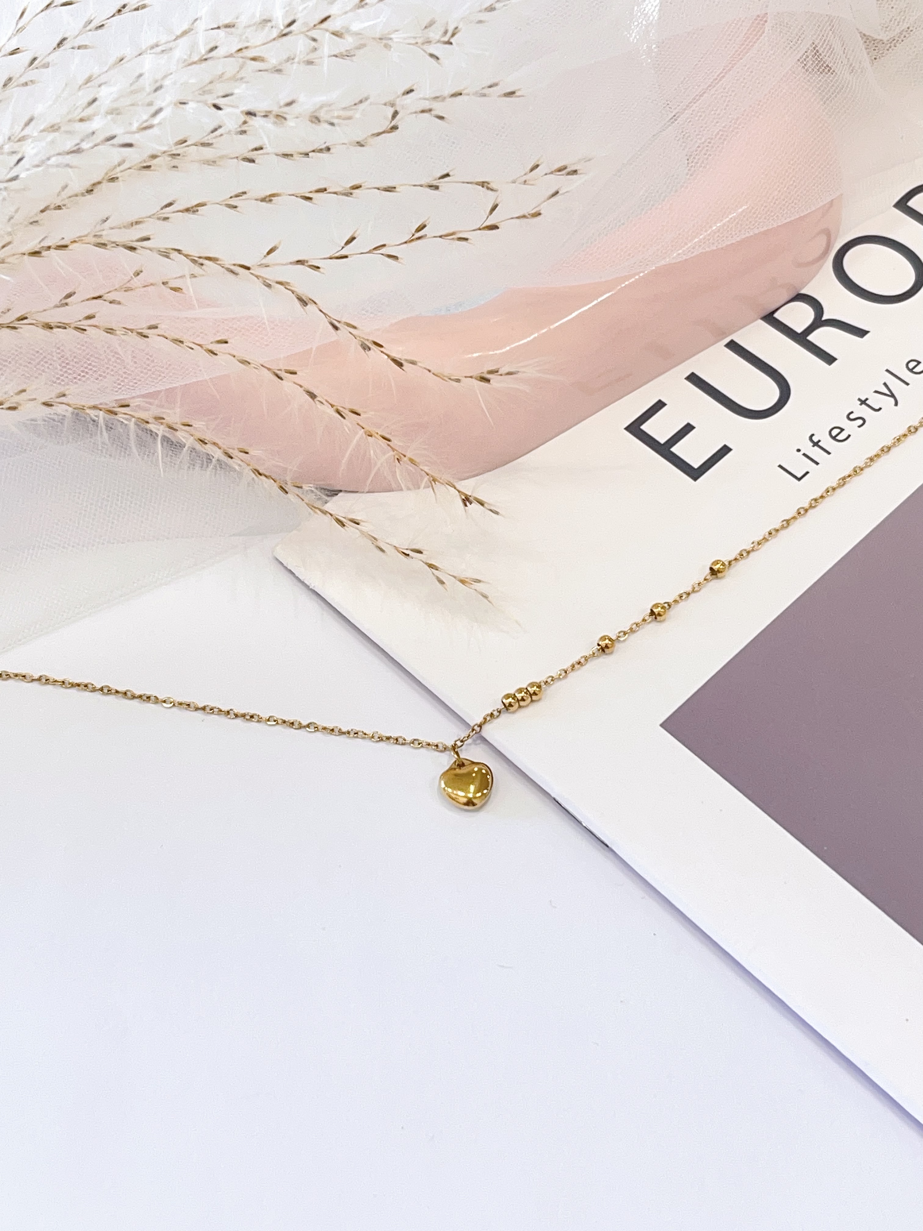 简约立体爱心钛钢脚链