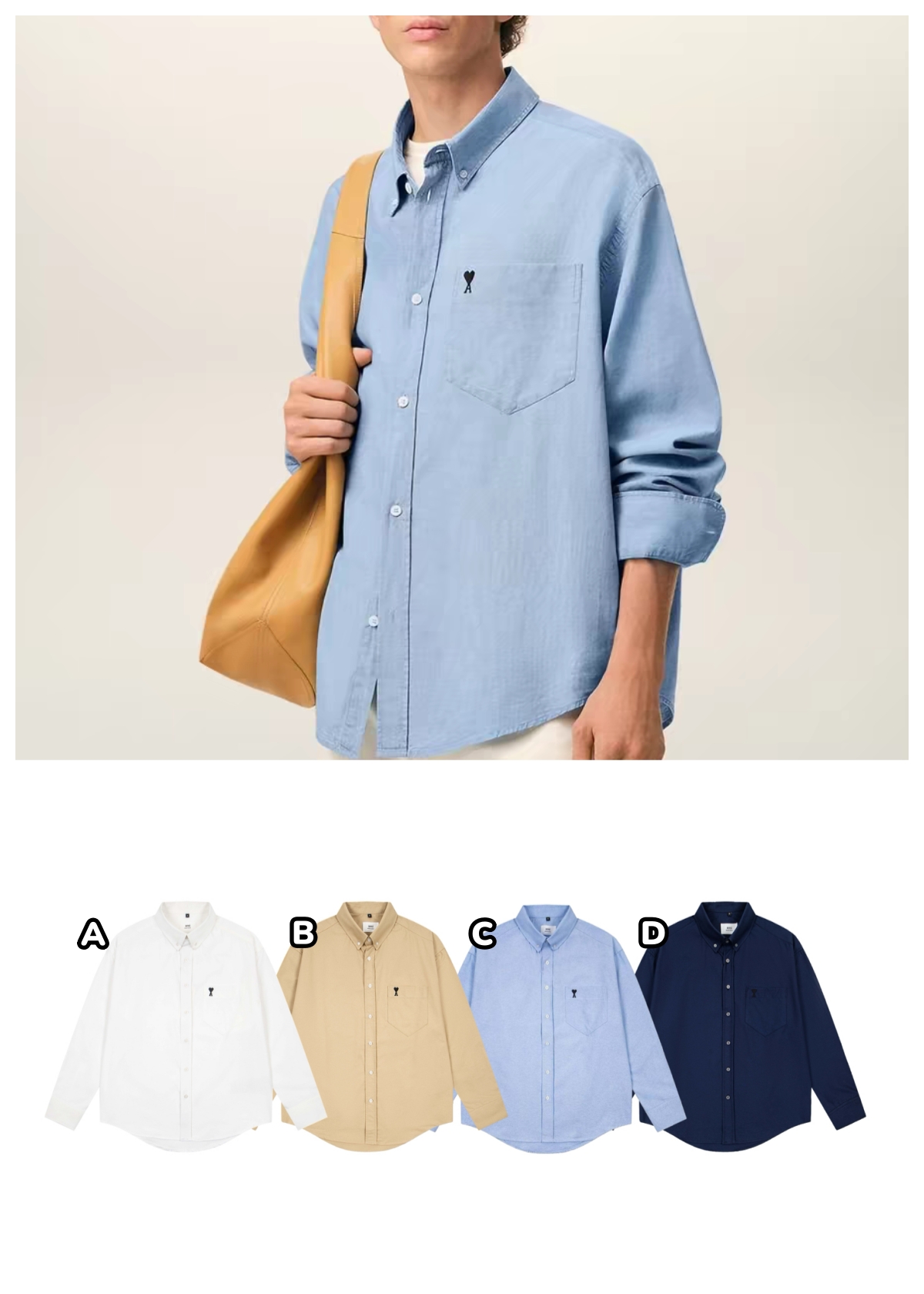 Ami 口袋刺繡小愛心長袖恤衫