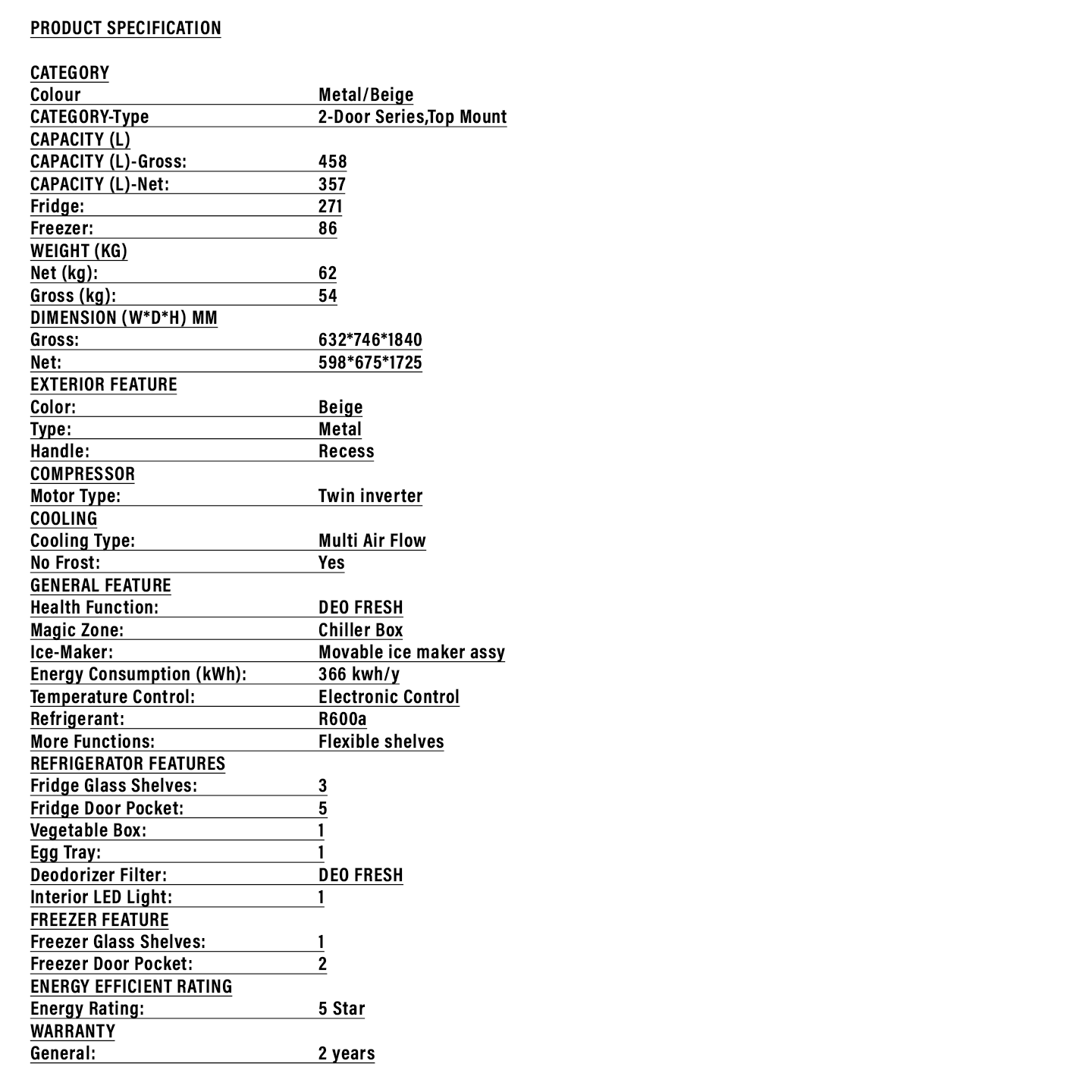 Haier 458L Twin Inverter Refrigerator (HRF-IT458XM)