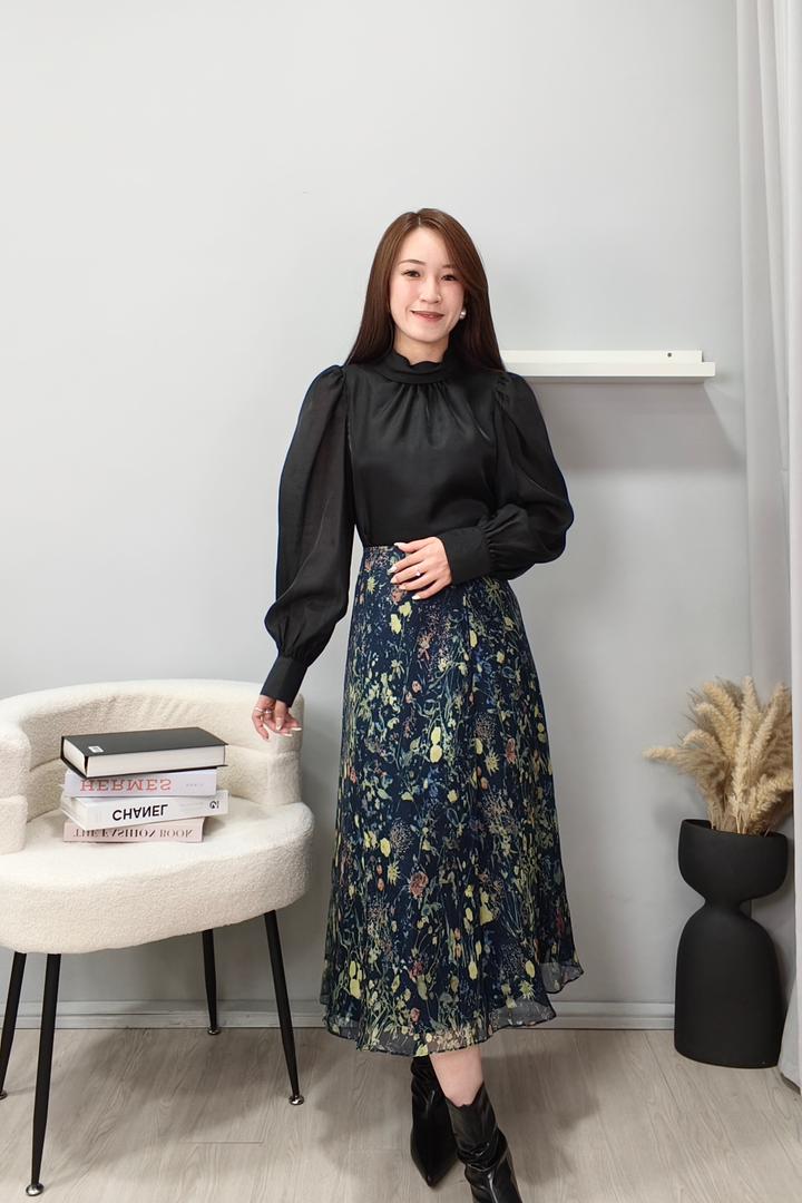 955502 Midnight Garden Chiffon Skirt