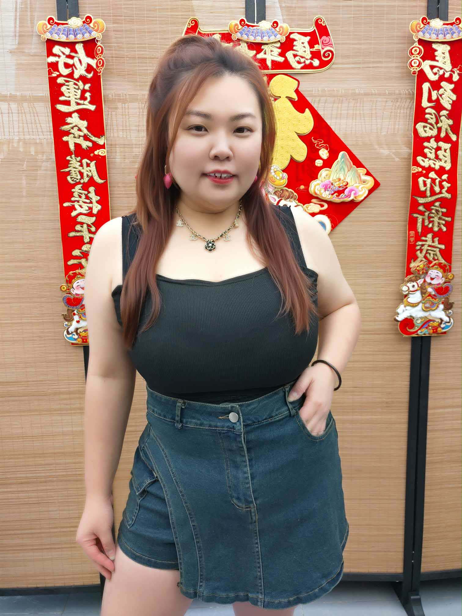 DDI11 1643(A12) 边边独特设计前裙后裤牛仔裤裙