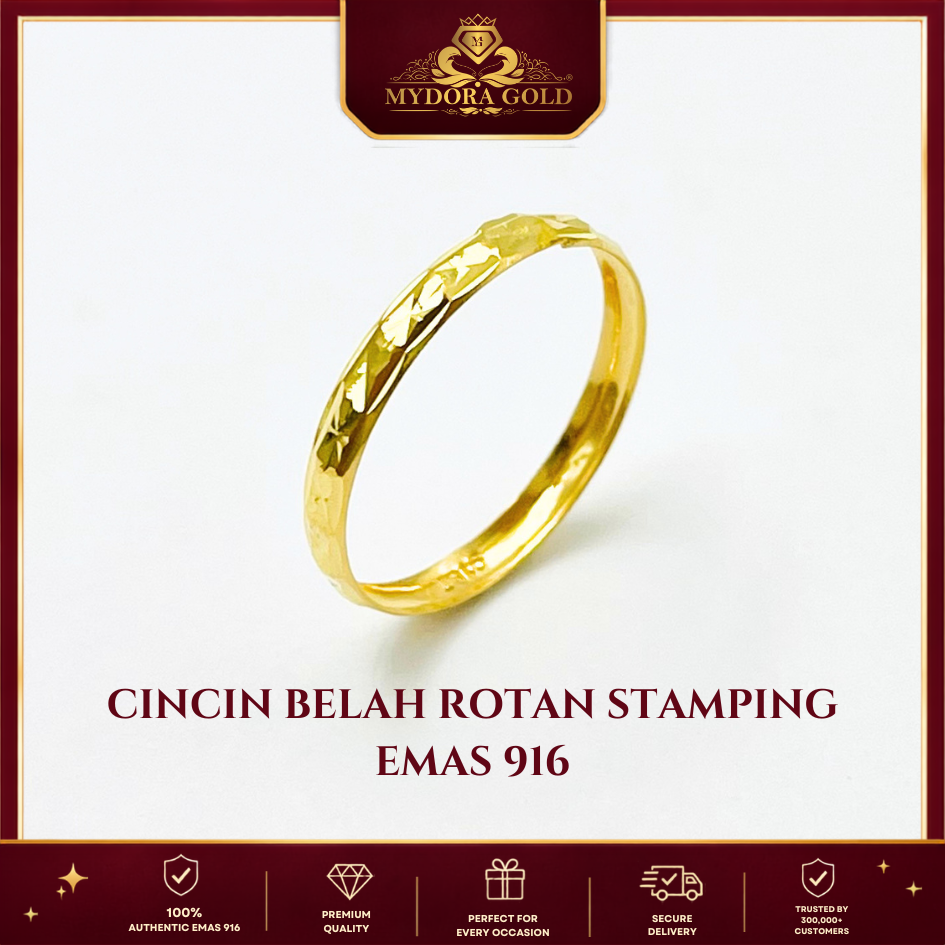 MYDORA Cincin Belah Rotan Stamping l EMAS 916/22K