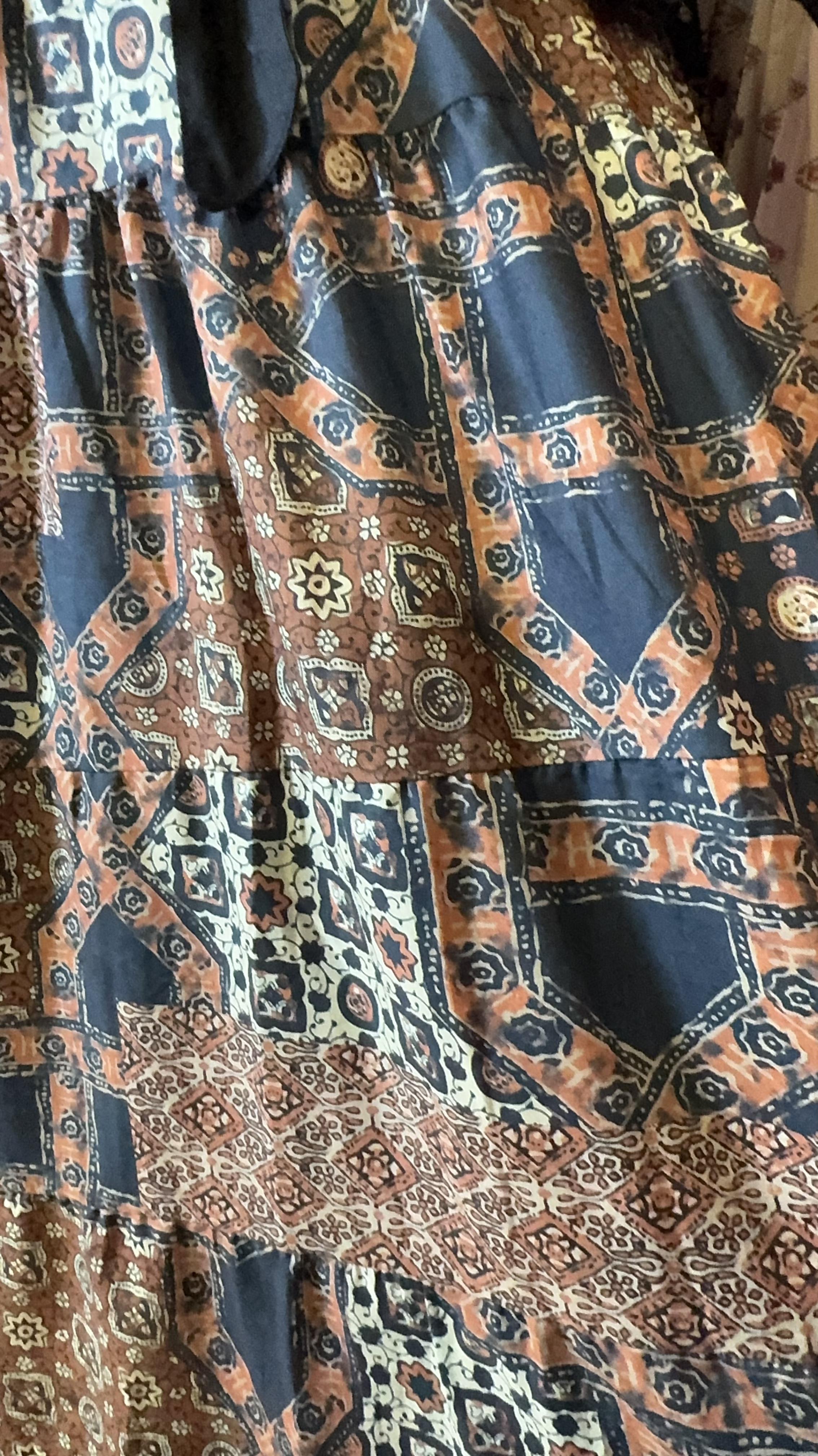 Earth Tone Patchwork Skirt 39" #1385