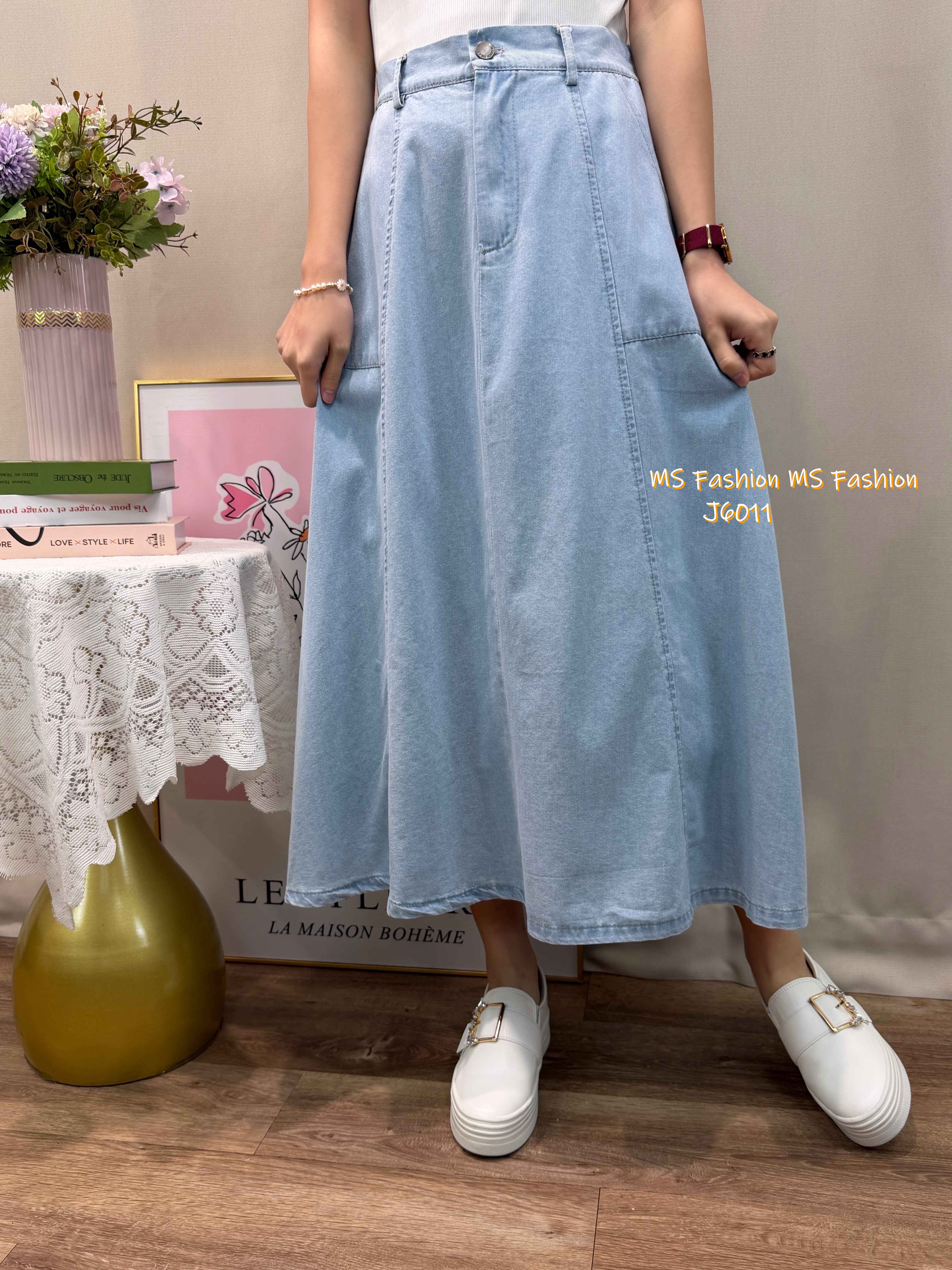 J6011 韓國🇰🇷中長款牛仔半裙