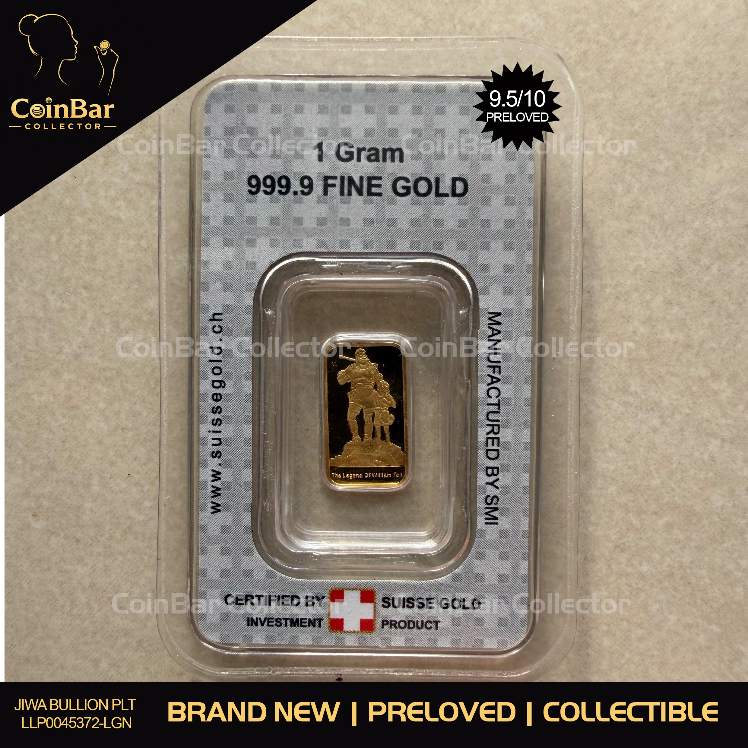 (SN74) CREDIT SUISSE William Tell & Son 1g 🇨🇭Swiss Exclusive Gold bar Emas 999.9 传奇故事