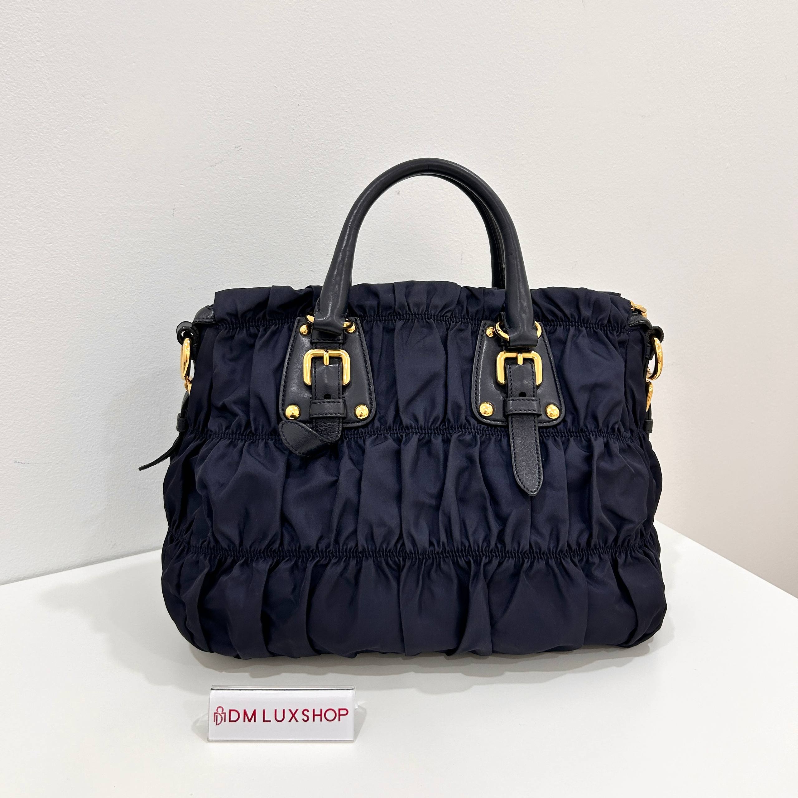 Prada Navy Nylon Tote GHW