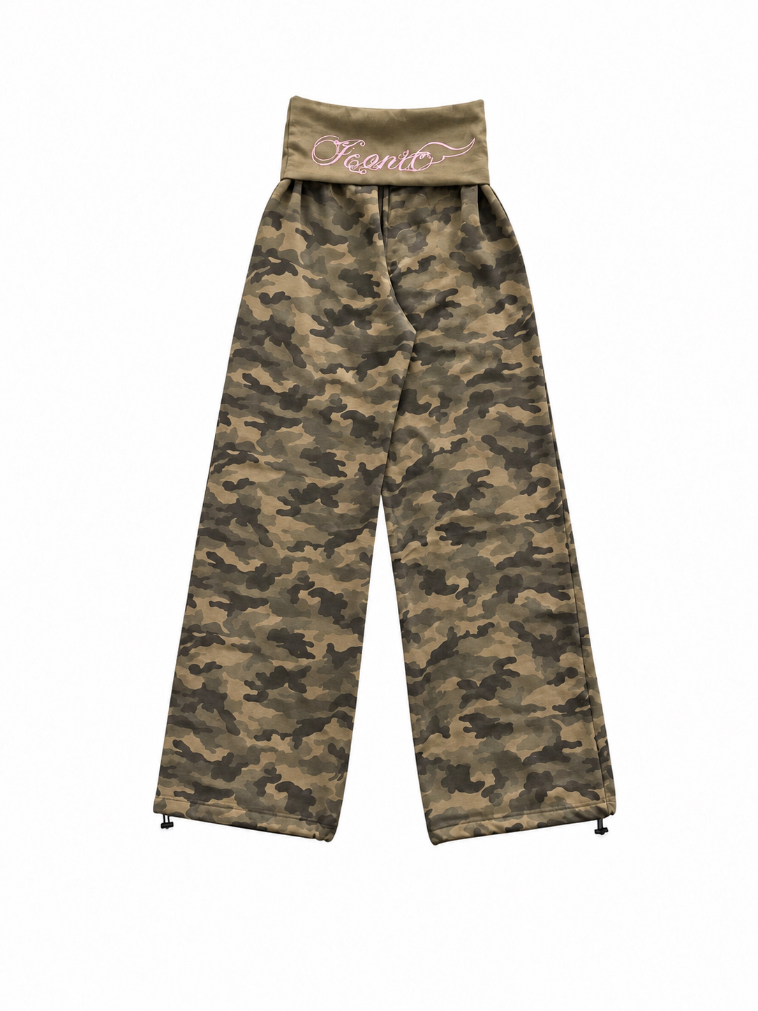 Foldover Camo Wide-Leg Sweatpants