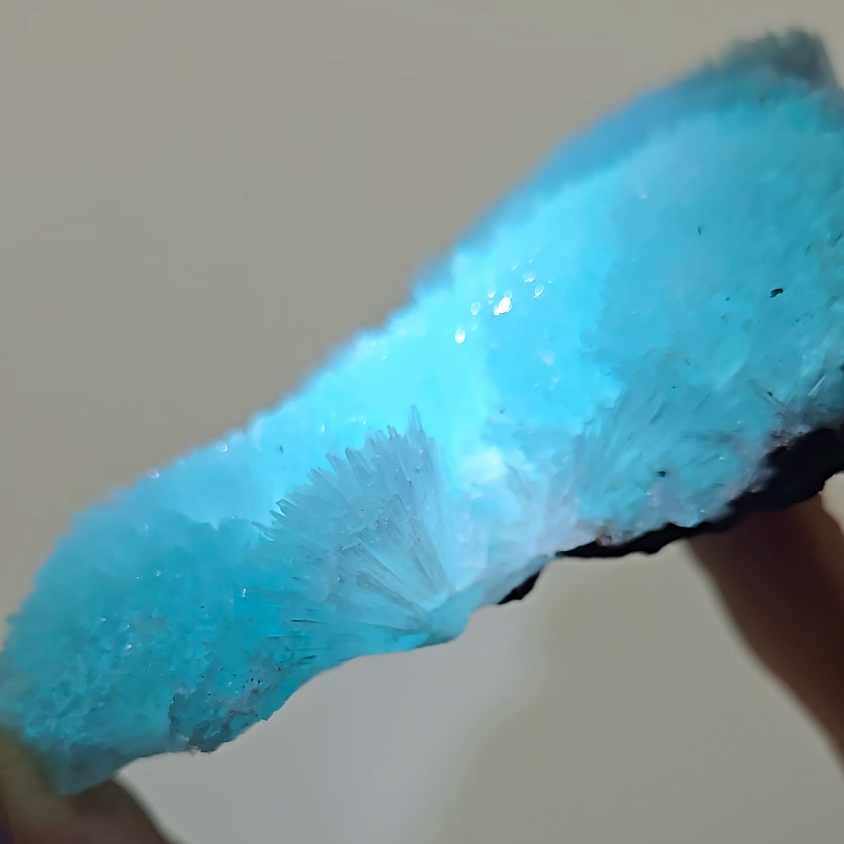 Blue aragonite needle cluster with bubble formations - AR44