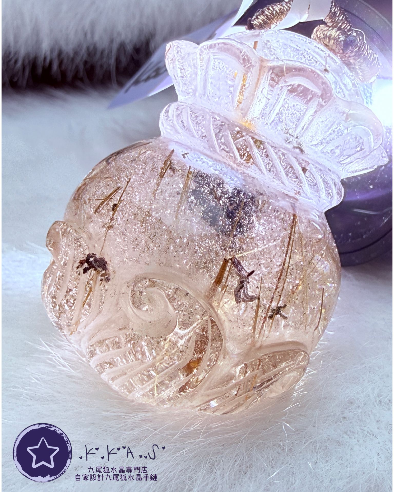 K00126 金髮晶共生幽靈 錢袋狐 - 吊墜/手牌兩用款