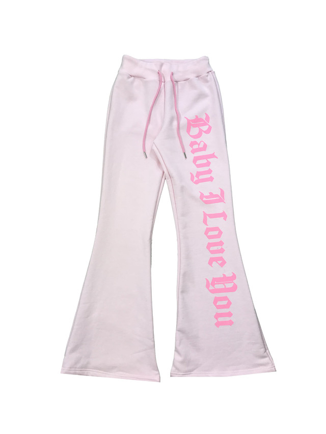 Cotton Gothic Print Flare Sweatpants