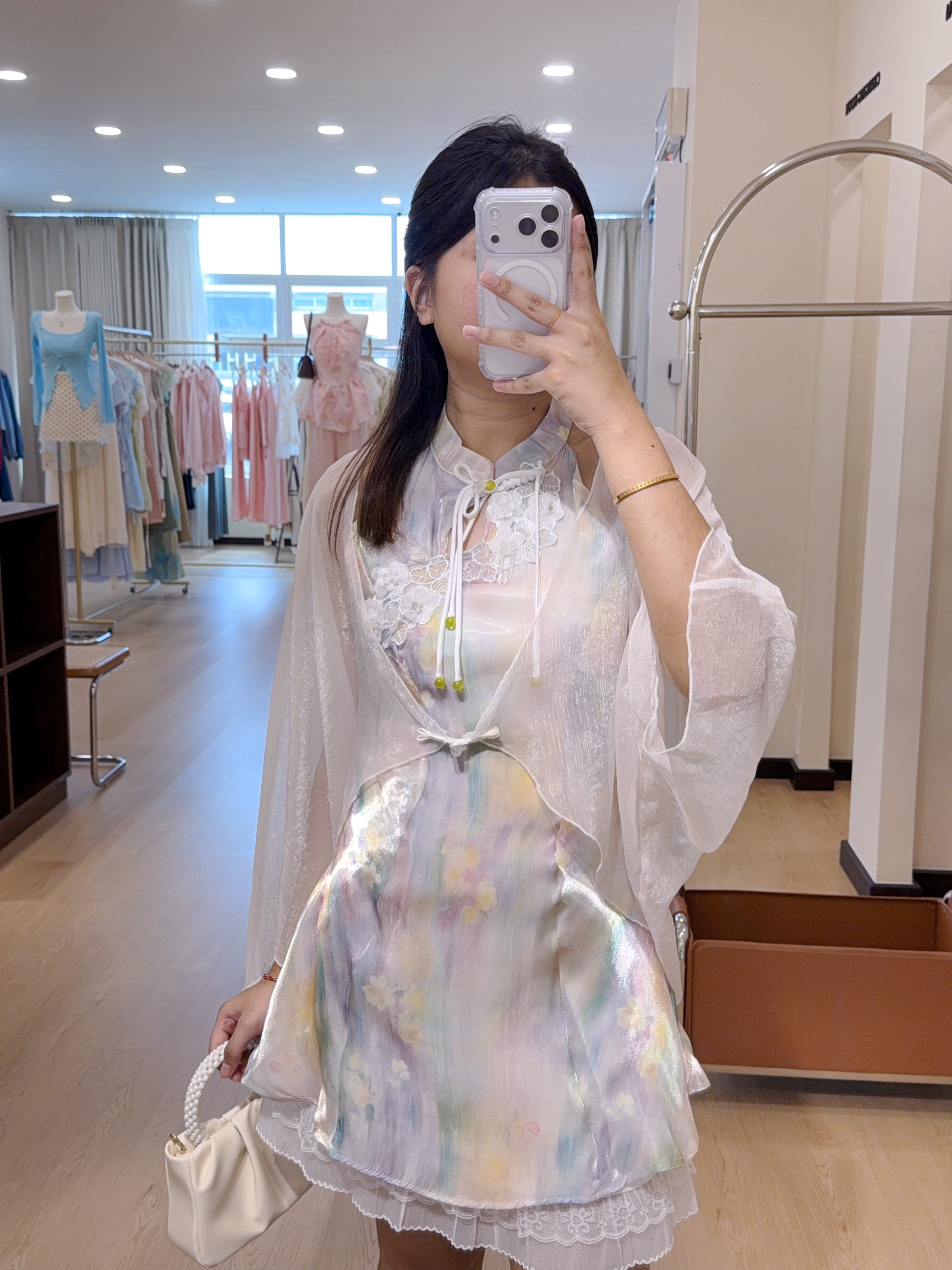 0429挂脖新中式旗袍连身裙