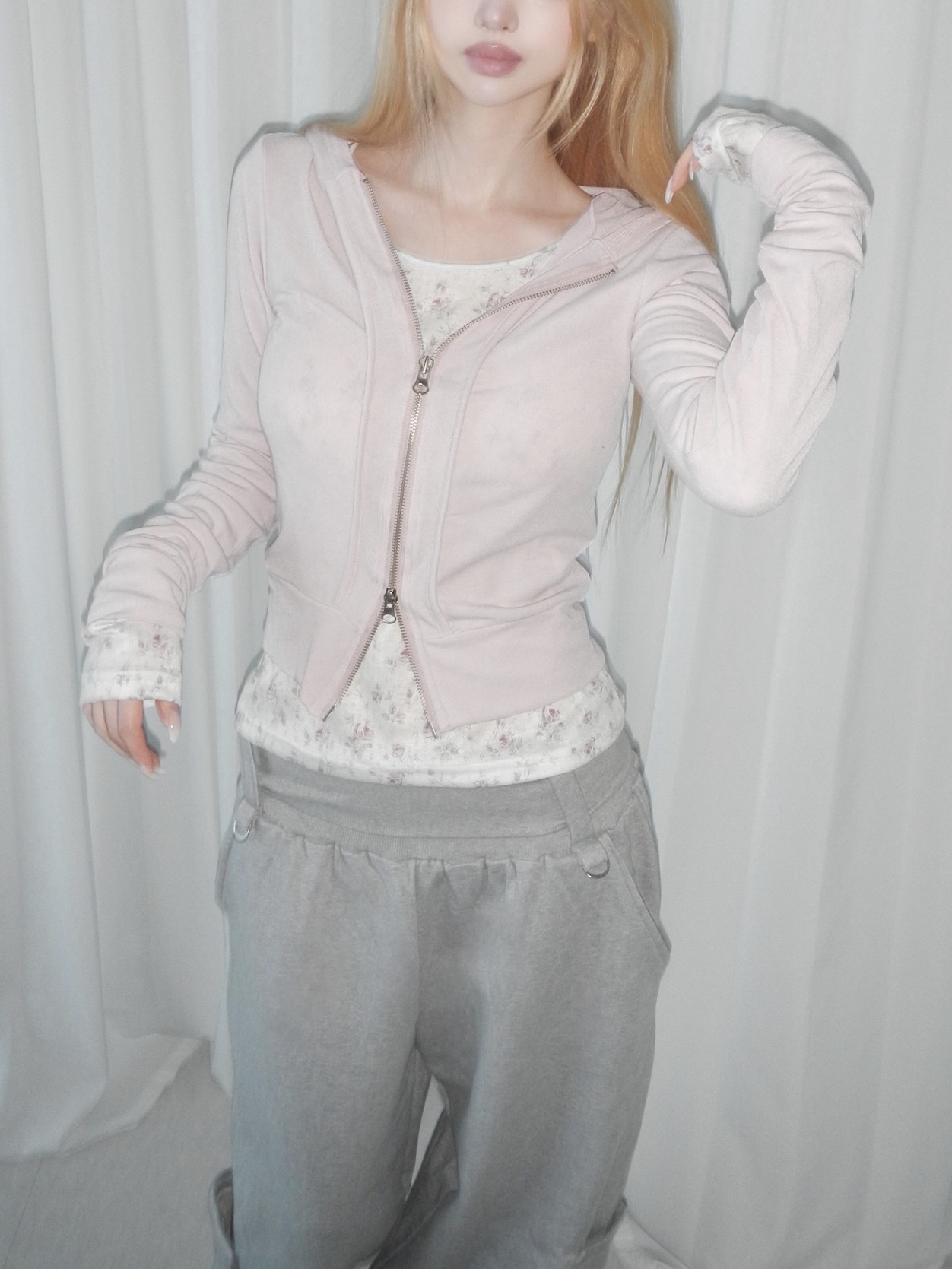 2-Way Zip Cropped Hoodie