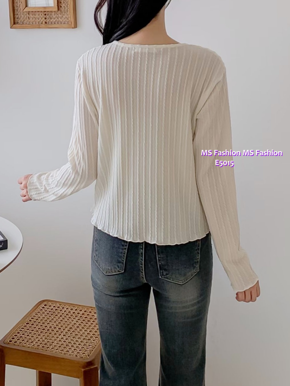 E5015 暗紋假兩件top