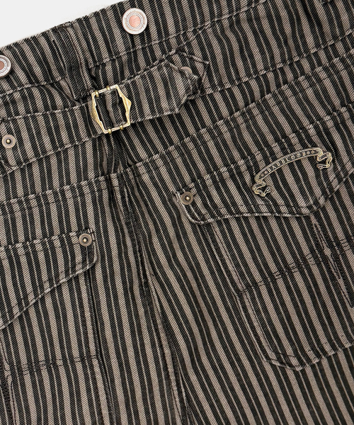 0509 Shinchiback Semi-Curved Pants - Brown/Striped - 0509 신치백 세미 커브드 팬츠 - 브라운/스트라이프