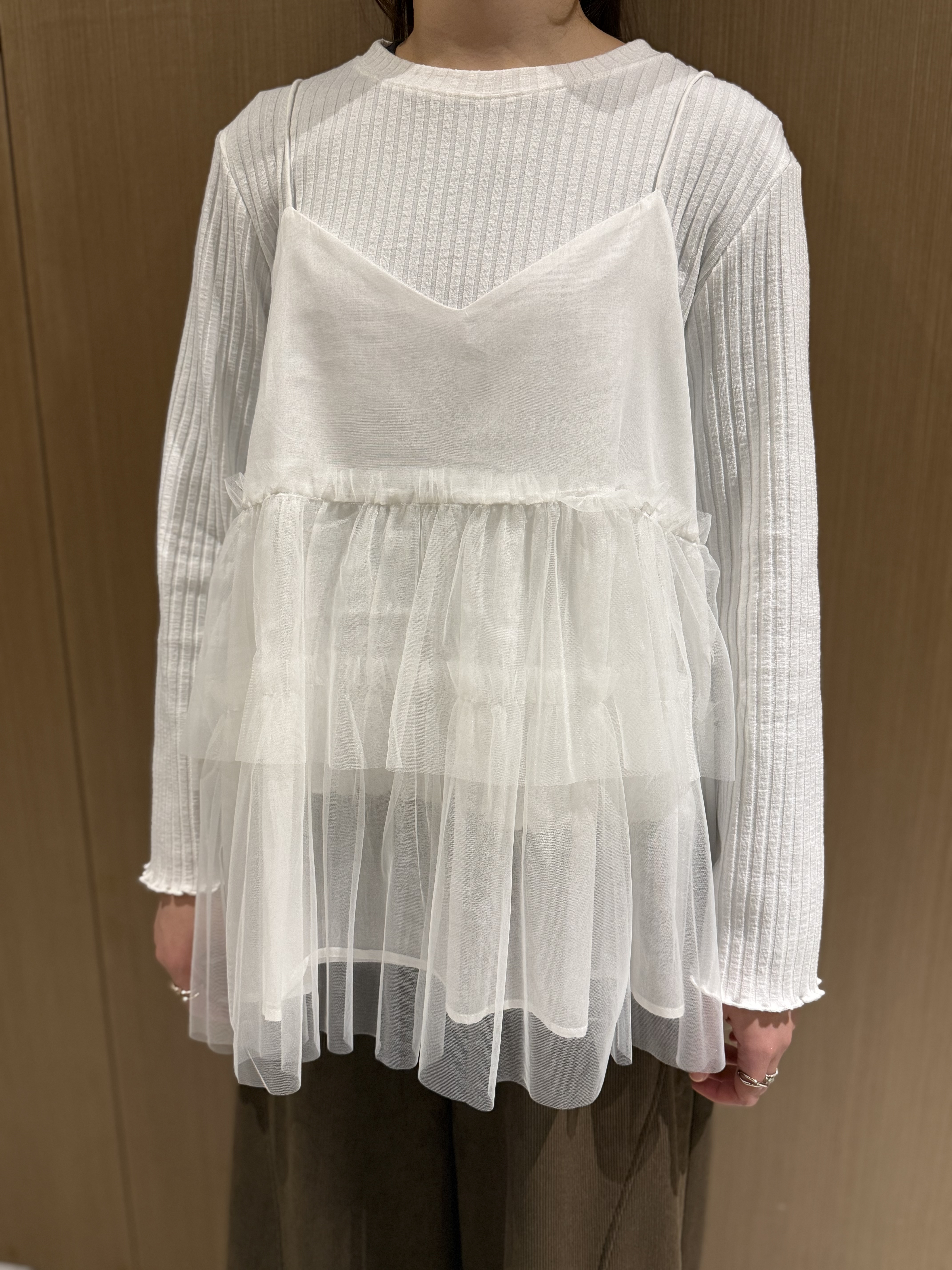 幼肩薄紗吊帶（白色）