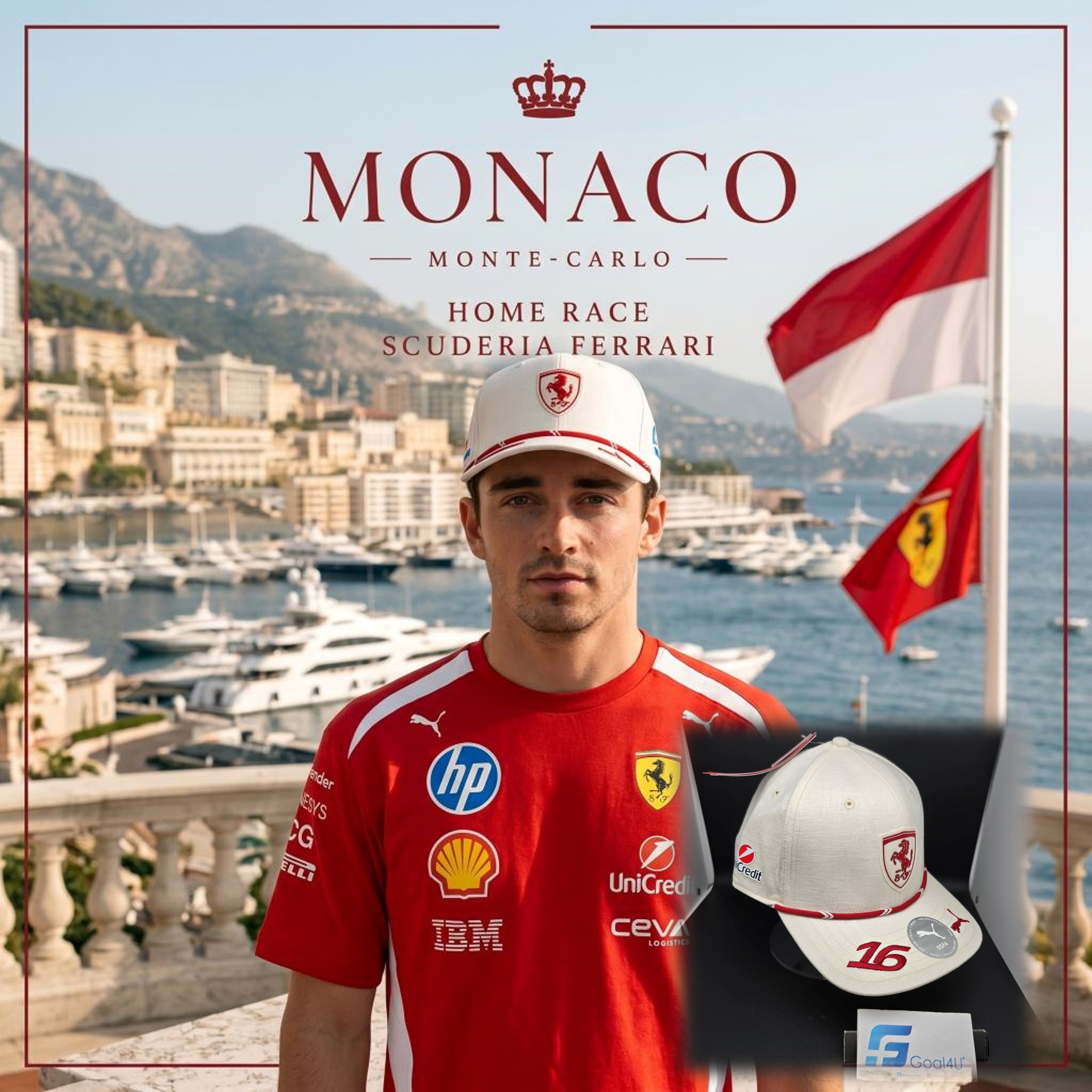 F1 Scuderia Ferrari 法拉利車隊 2026 摩納哥站 Charles Leclerc Cap帽 701239025
