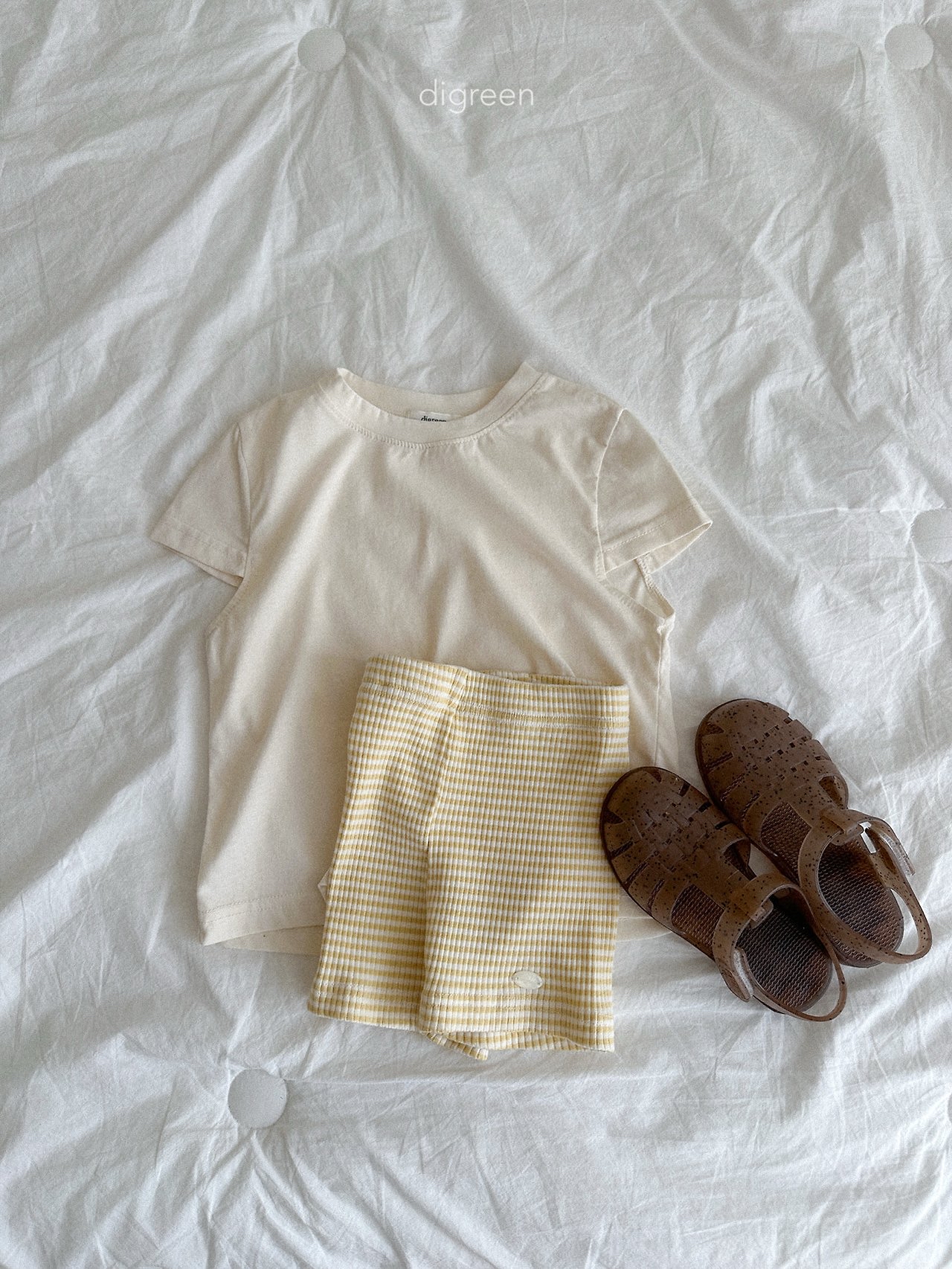 Digreen | stripe Leggings(Yellow/Light Grey 90-100)