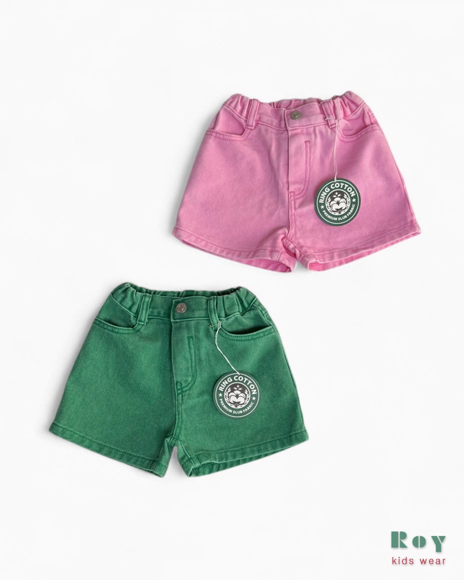 Roy | Denim shorts(Green/Pink L(108-116)