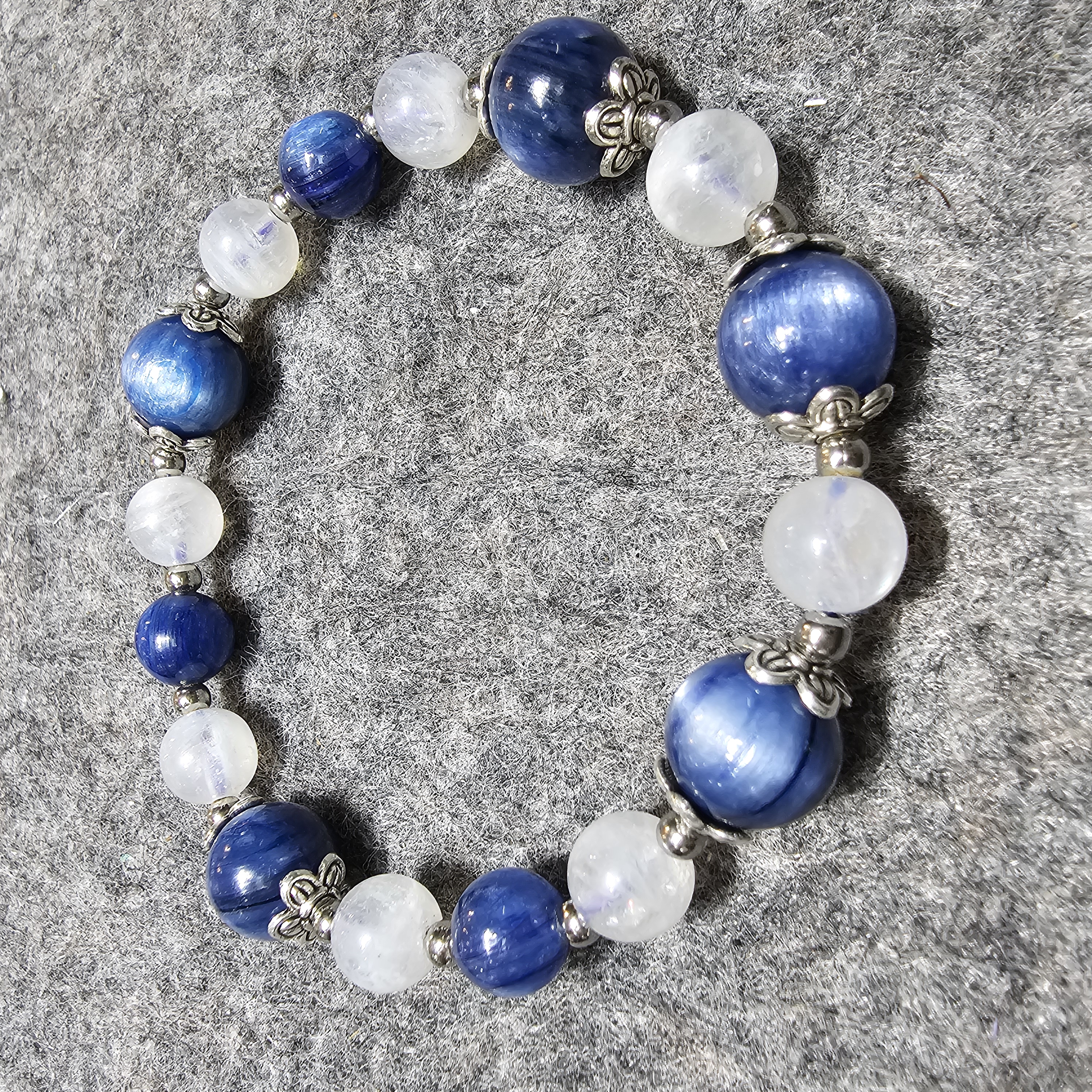 藍晶石月亮石藏銀手鏈