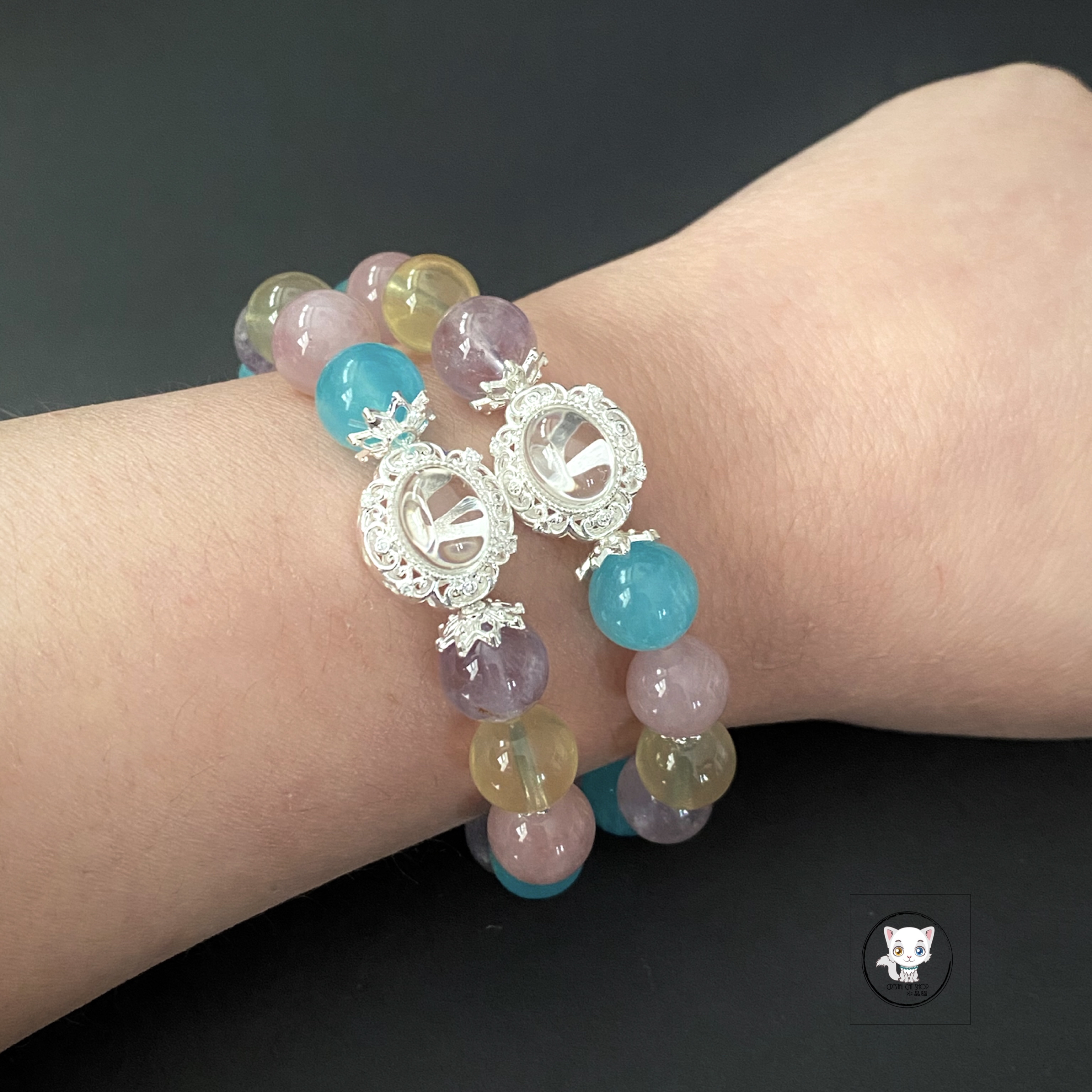 天河石紫晶馬粉多寶手鏈 10mm