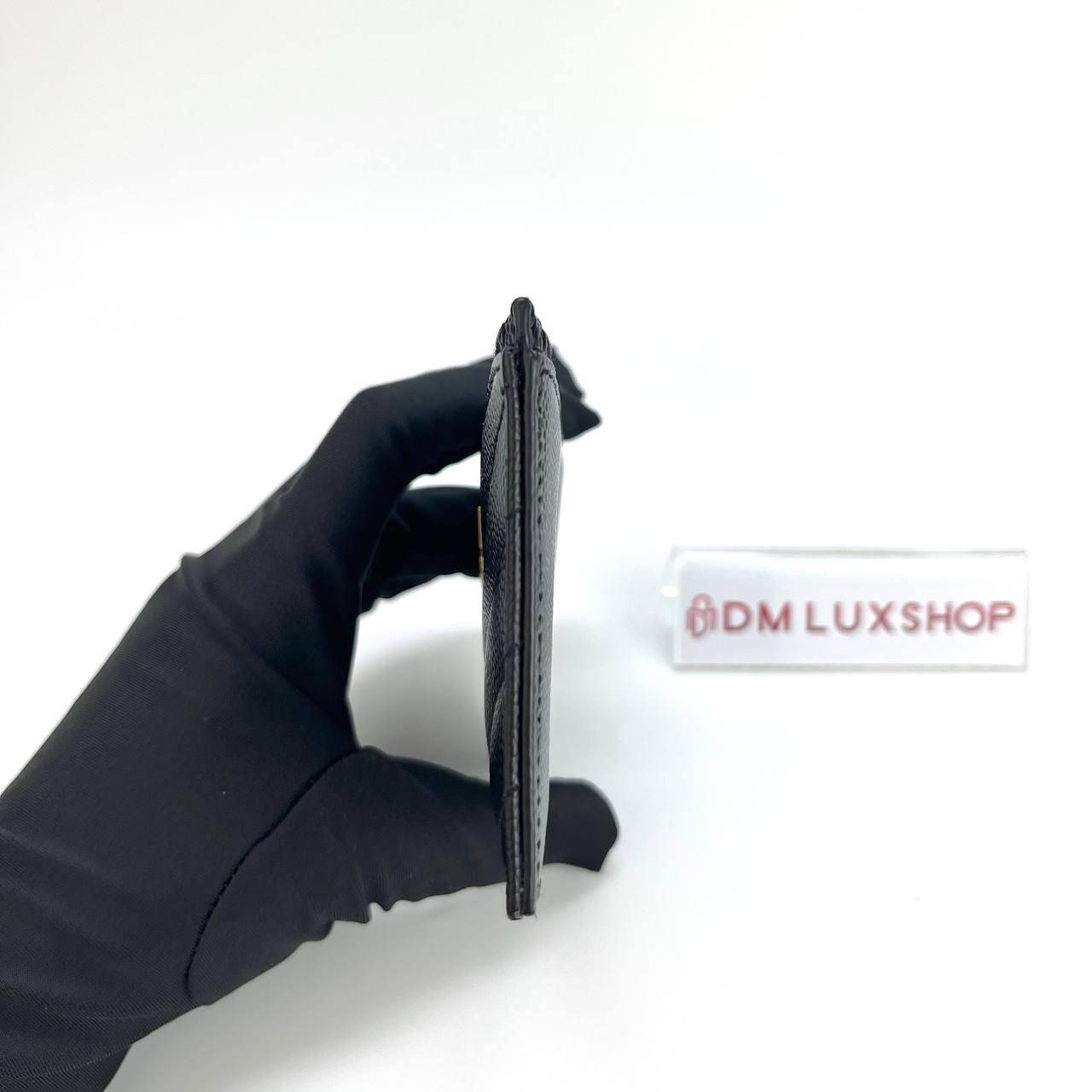 YSL Black Cassandre Matelasse Fragments Card Case GHW