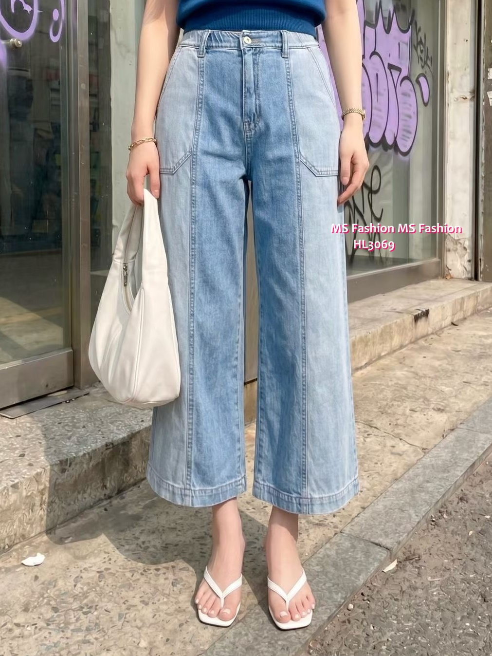 HL3069 韓國🌼Howluk拼接八分闊褲