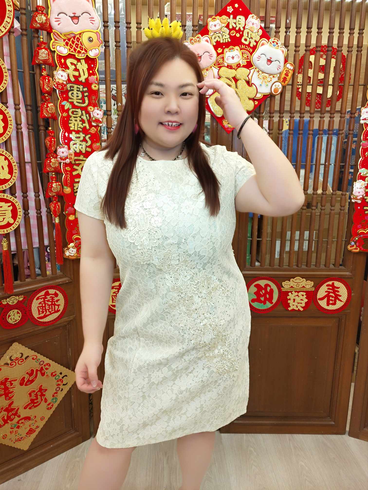 OTD06 2057734 蕾丝刺绣花亮钻旗袍