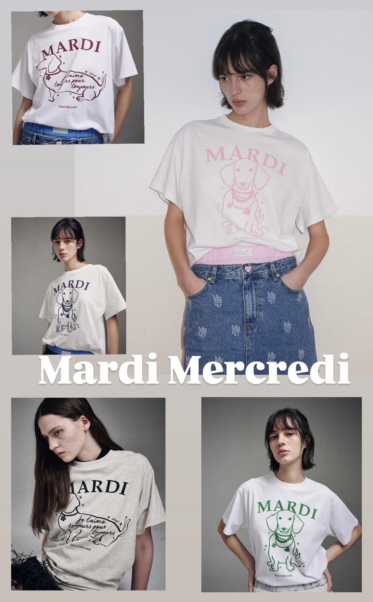Mardi Mercredi臘腸狗圖案短袖Tee