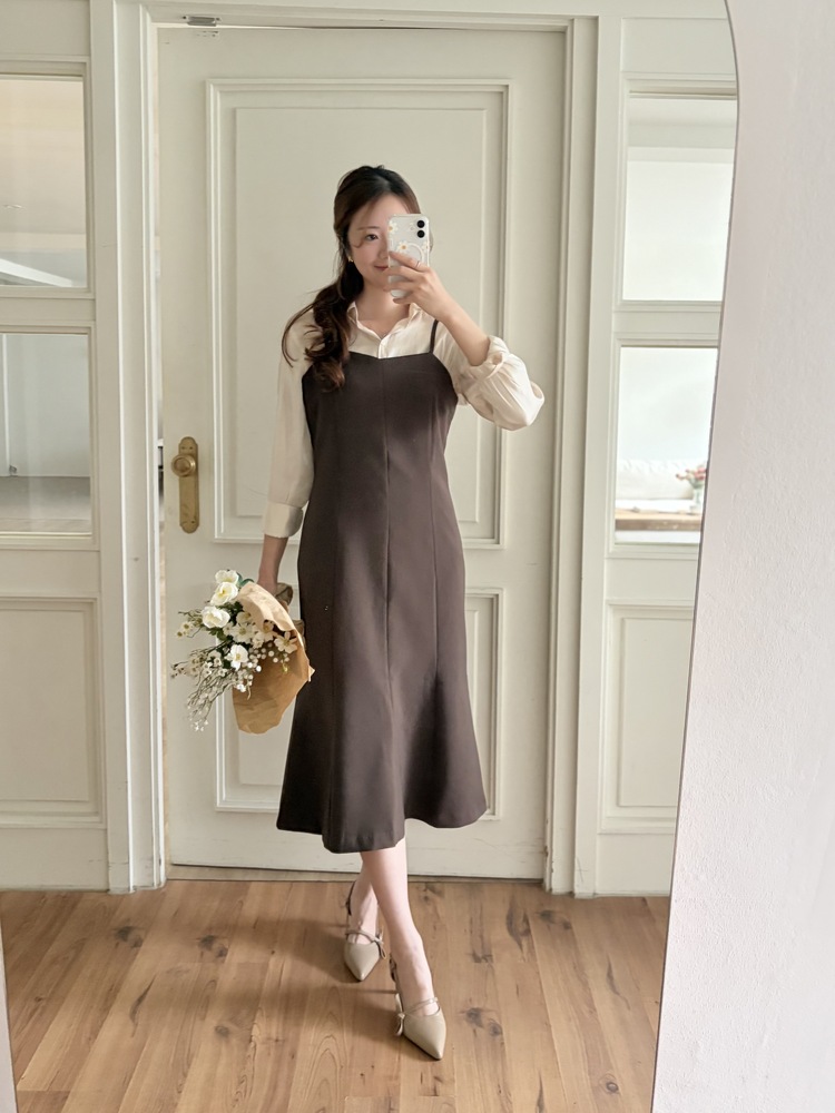 Contour Slip Dress (Brown)