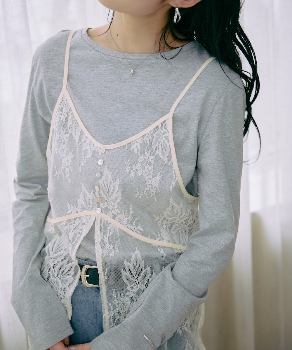 <JP> Lace Bustier + Soft Top Set (一套兩件)* 3色入 <預購>