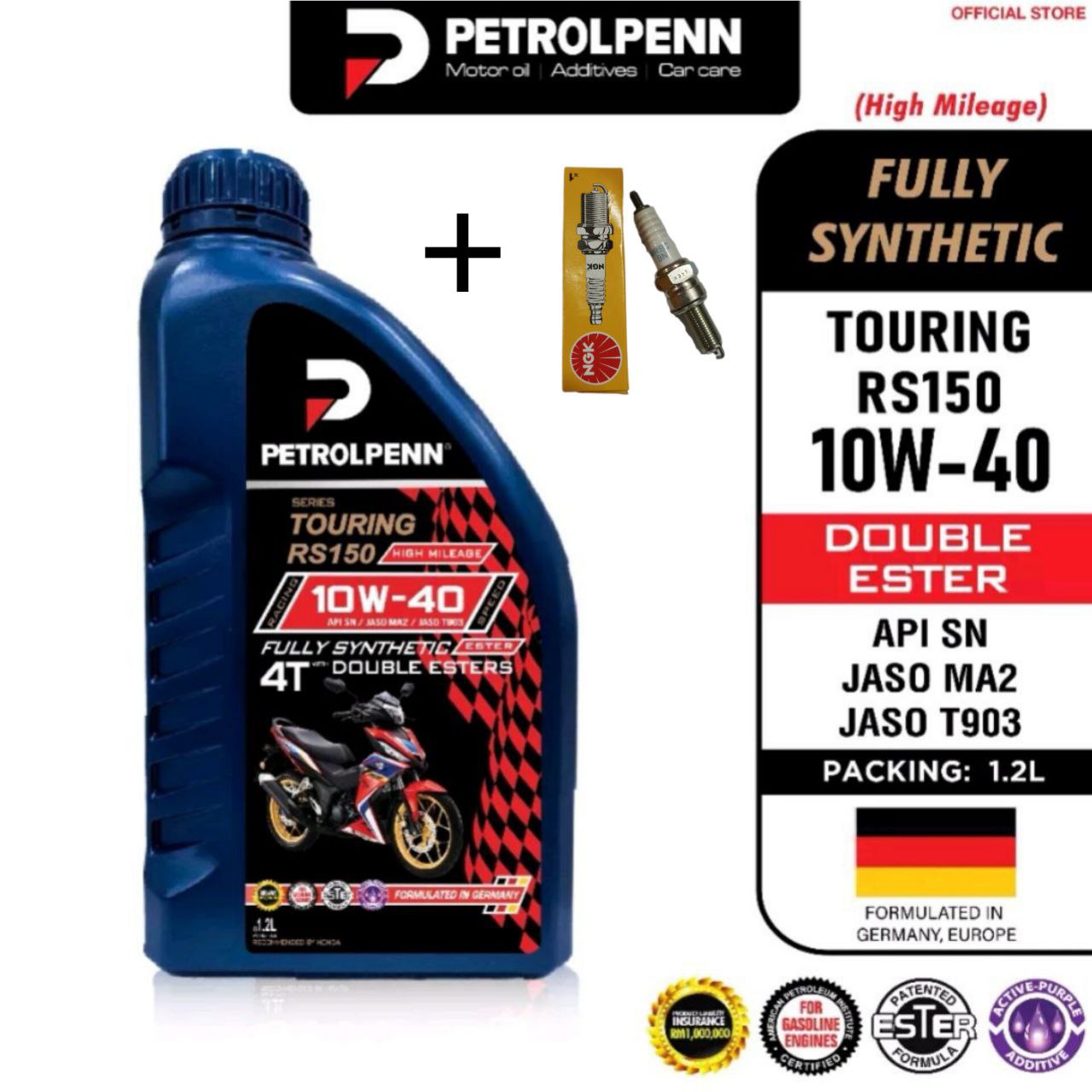 Petolpenn Touring RS150 4T 10W-40 / 10W-30 / 15W-50 Fully Synthetic Double Ester 1.2L Motorcycle Engine Oil Recommended by HONDA