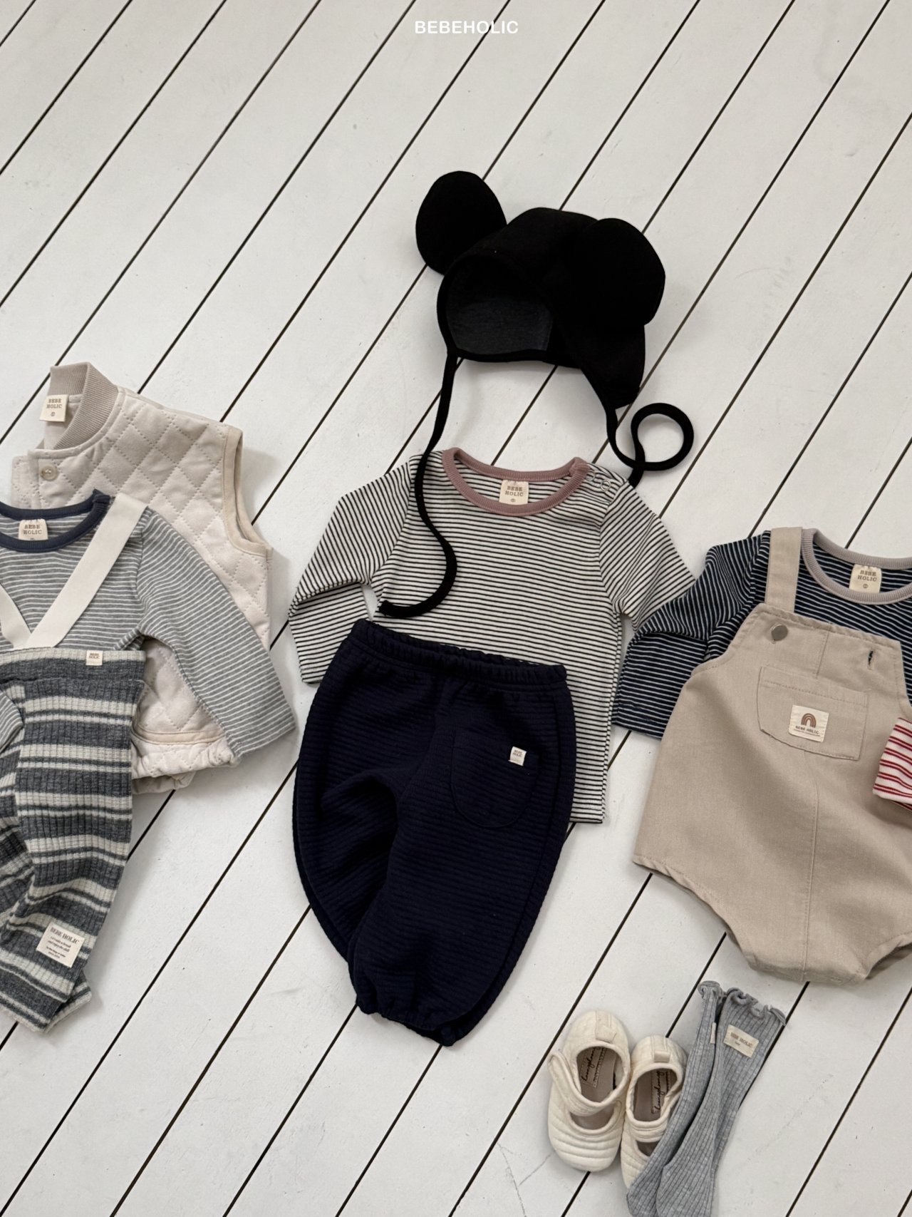 🌸預訂 韓國直送🌸🇰🇷BEBEHOLIC三色條紋打底長袖上衣