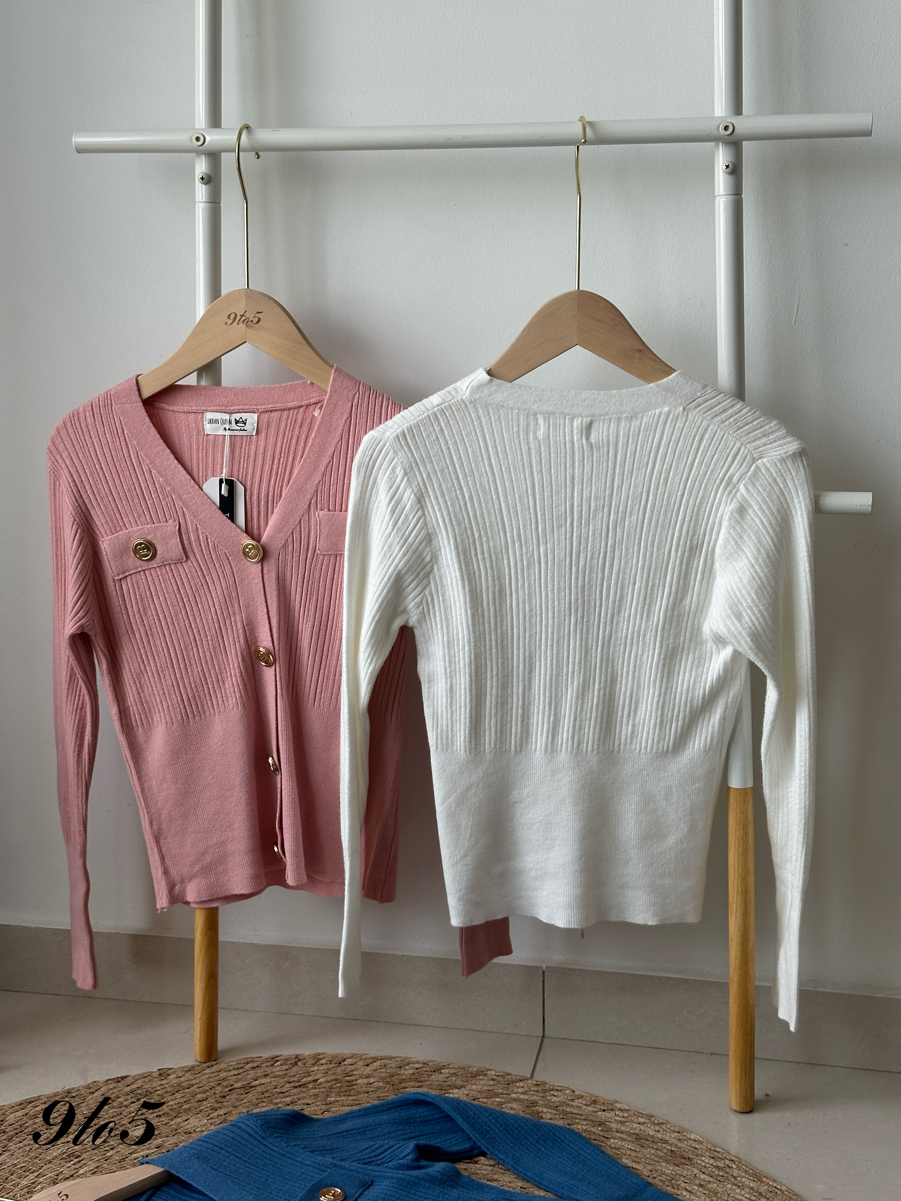 T4233 V Neck Ribbed Cardigan - 4 Colors 