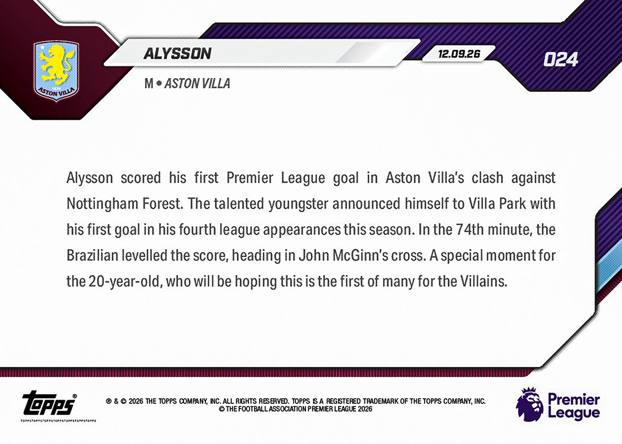 Alysson - 2026-27 Premier League Topps NOW® #24【團購】
